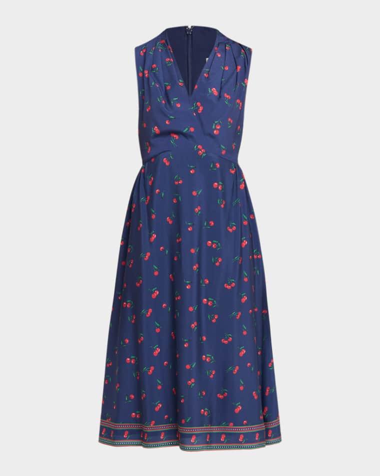 Thorton Cherry-Print Crepe De Chine Midi Dress by SHOSHANNA