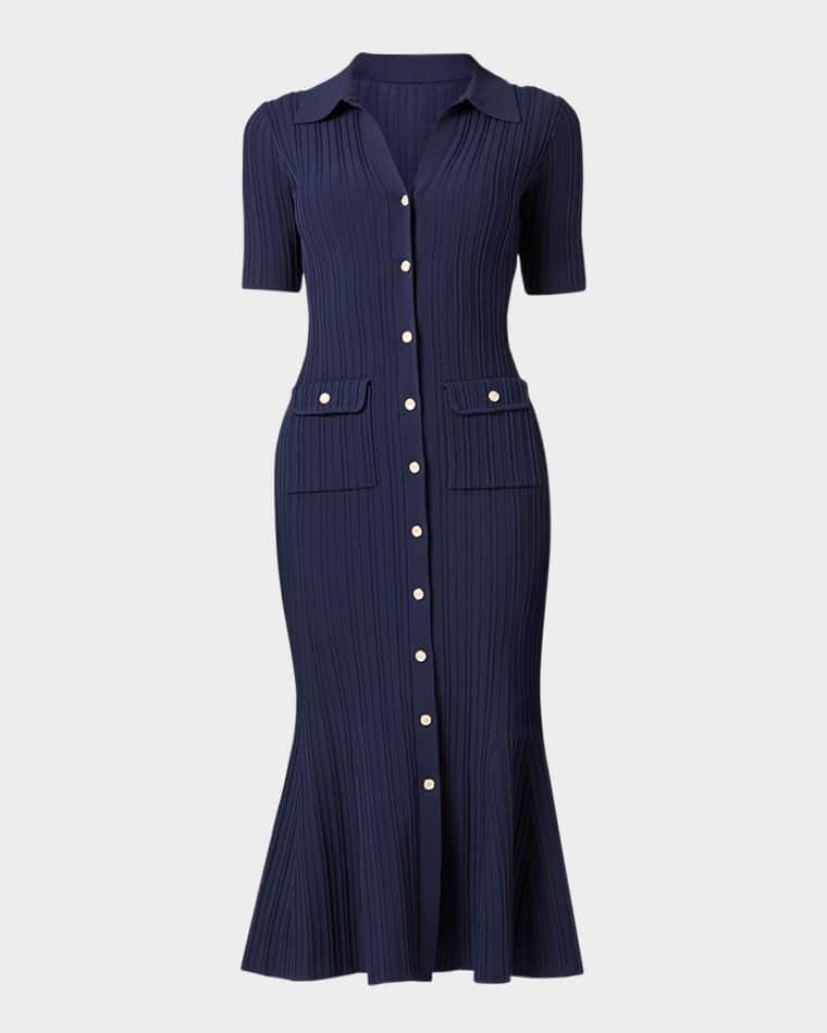 Tulip Rib Knit Button-Down Midi Dress by SHOSHANNA Tulip Rib Knit Button-Down Midi Dress by SHOSHANNA