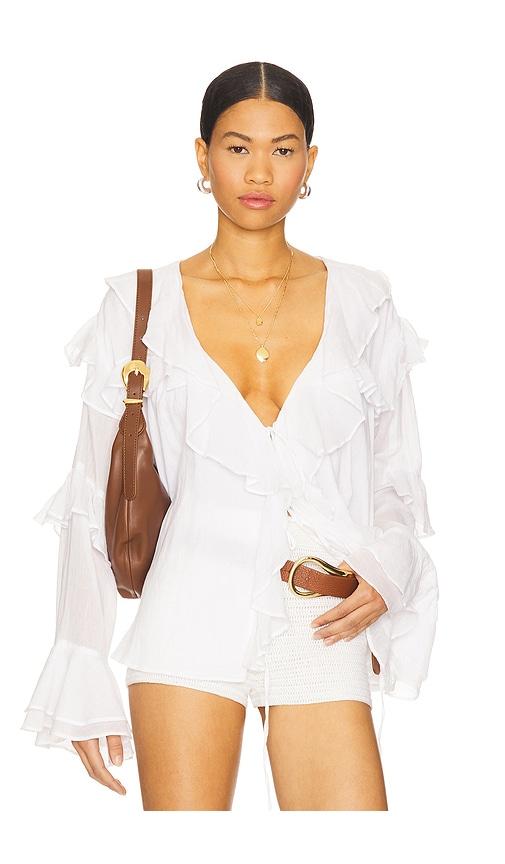Show Me Your Mumu Joss Ruffle Top in Ivory by SHOW ME YOUR MUMU