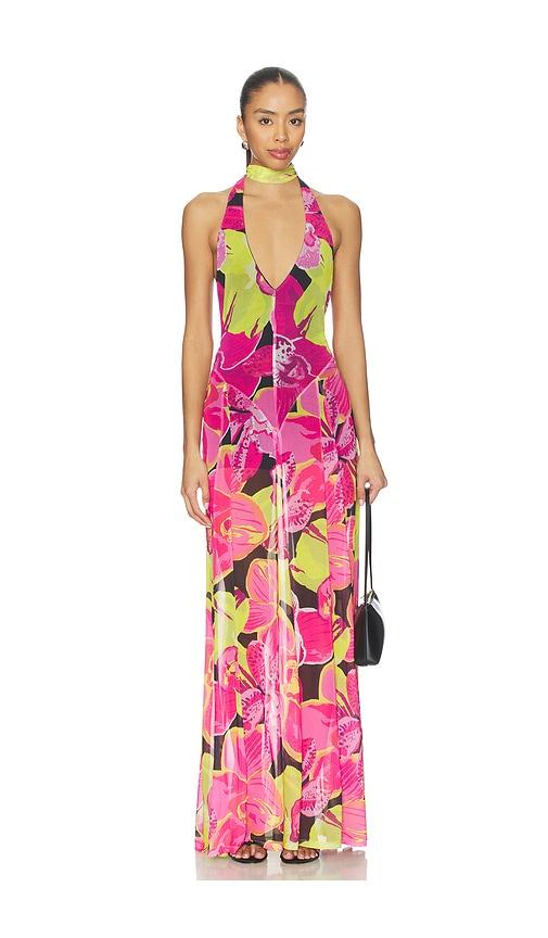 Show Me Your Mumu Katia Maxi Dress in Fuschia,Green by SHOW ME YOUR MUMU