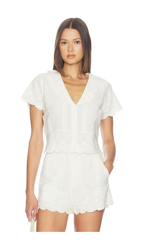 Show Me Your Mumu Lyla Top in White Eyelet Embroidery in White by SHOW ME YOUR MUMU
