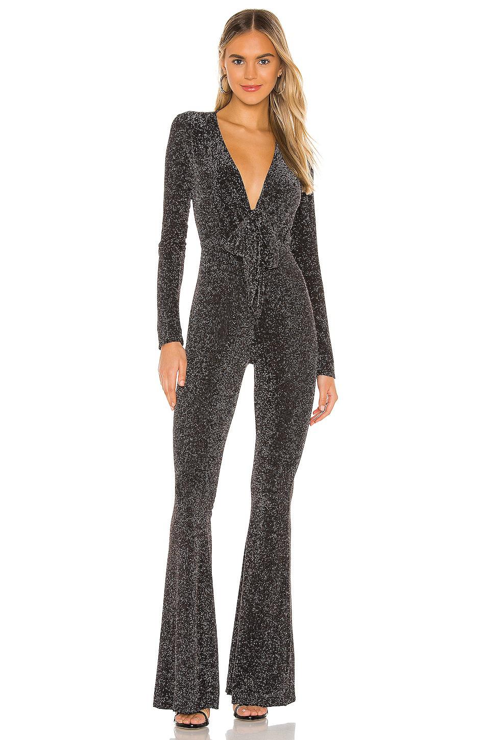 Show Me Your Mumu Martina Jumpsuit in Black,Metallic Silver by SHOW ME YOUR MUMU