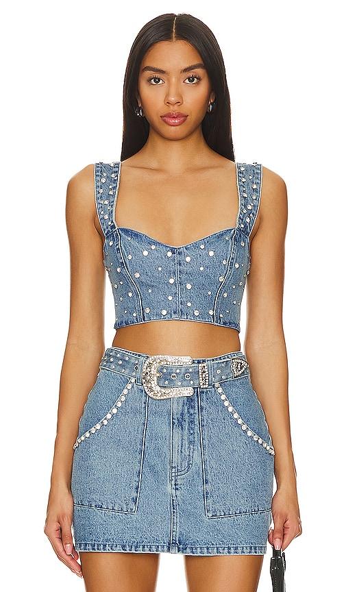 Show Me Your Mumu Shania Top in Blue by SHOW ME YOUR MUMU