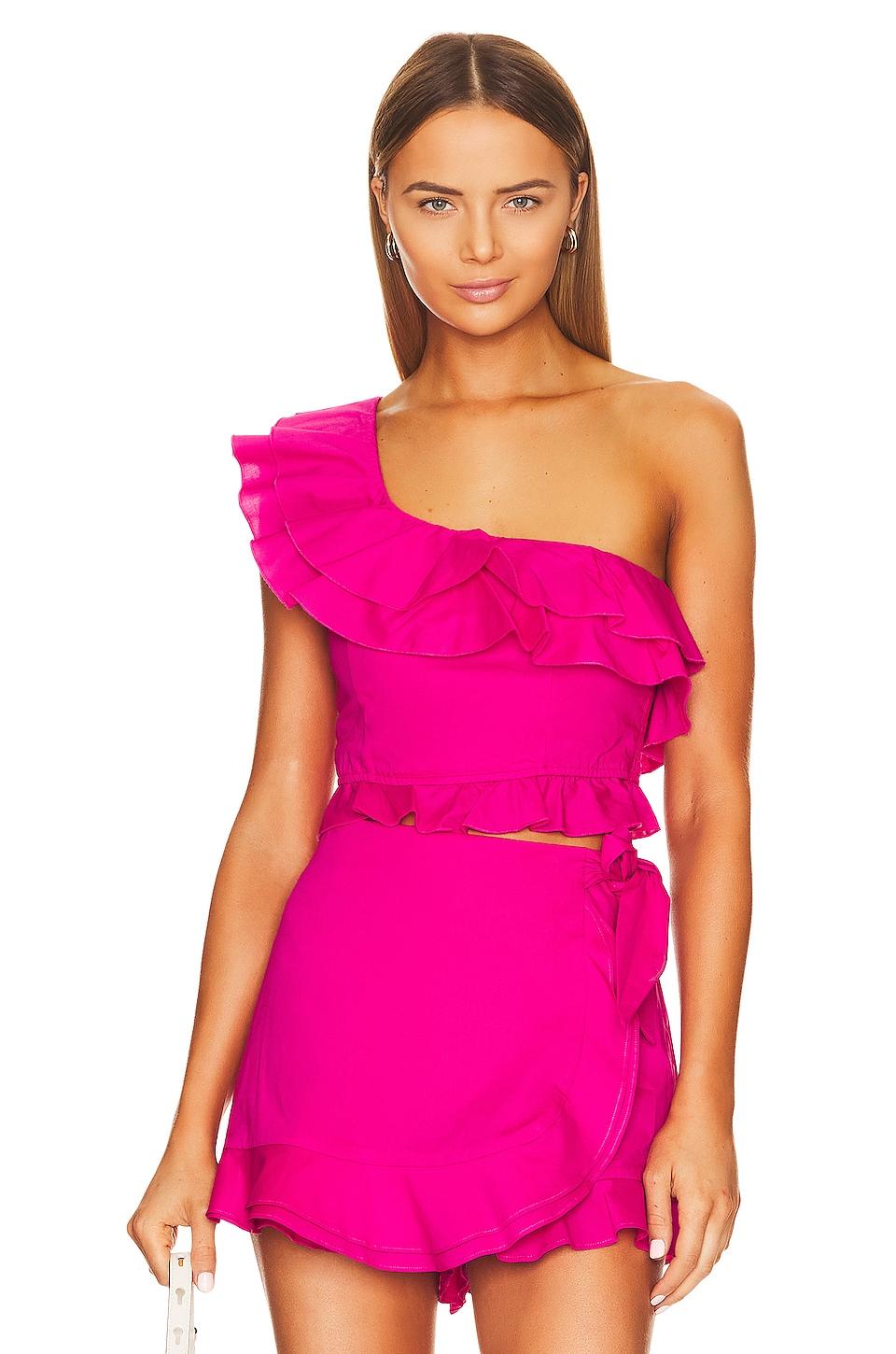 Show Me Your Mumu x REVOLVE Leni Ruffle Top in Fuchsia by SHOW ME YOUR MUMU
