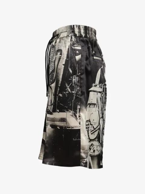 graphic-print drawstring track shorts by SHT