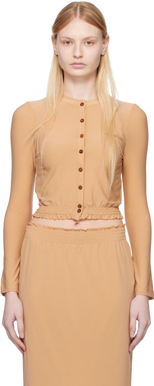 Beige Elastic Fitted Cardigan by SHUSHU/TONG
