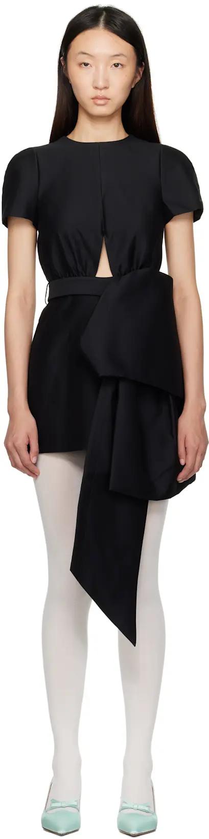 Black Bowknot Patchwork Minidress by SHUSHU/TONG