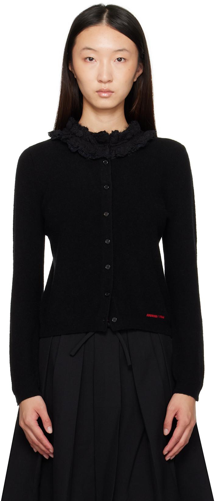 Black Collar Embellished Cardigan by SHUSHU/TONG