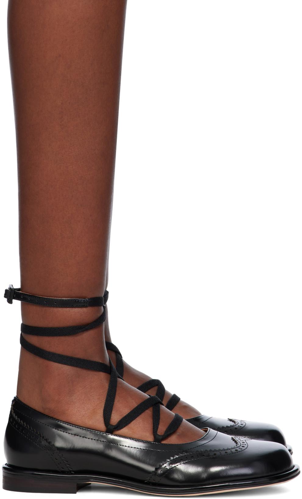 Black Lace-Up Flat Brogues by SHUSHU/TONG