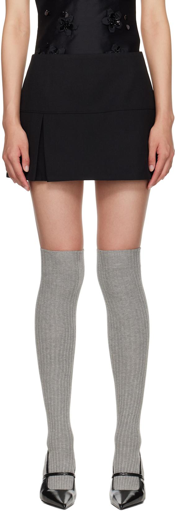 Black Low Waist A-Line Miniskirt by SHUSHU/TONG