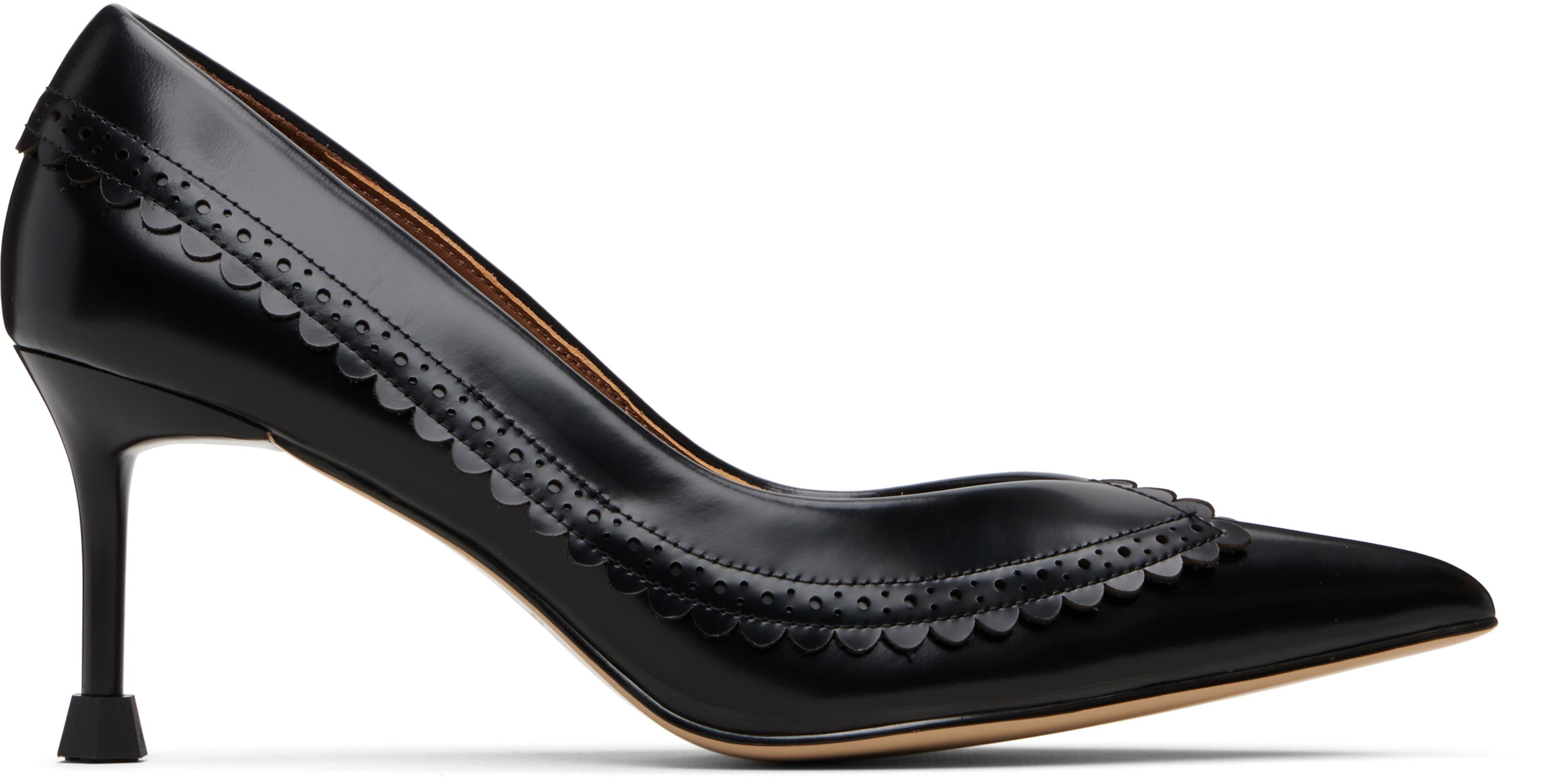 Black Pointed-Toe Lapel Heels by SHUSHU/TONG