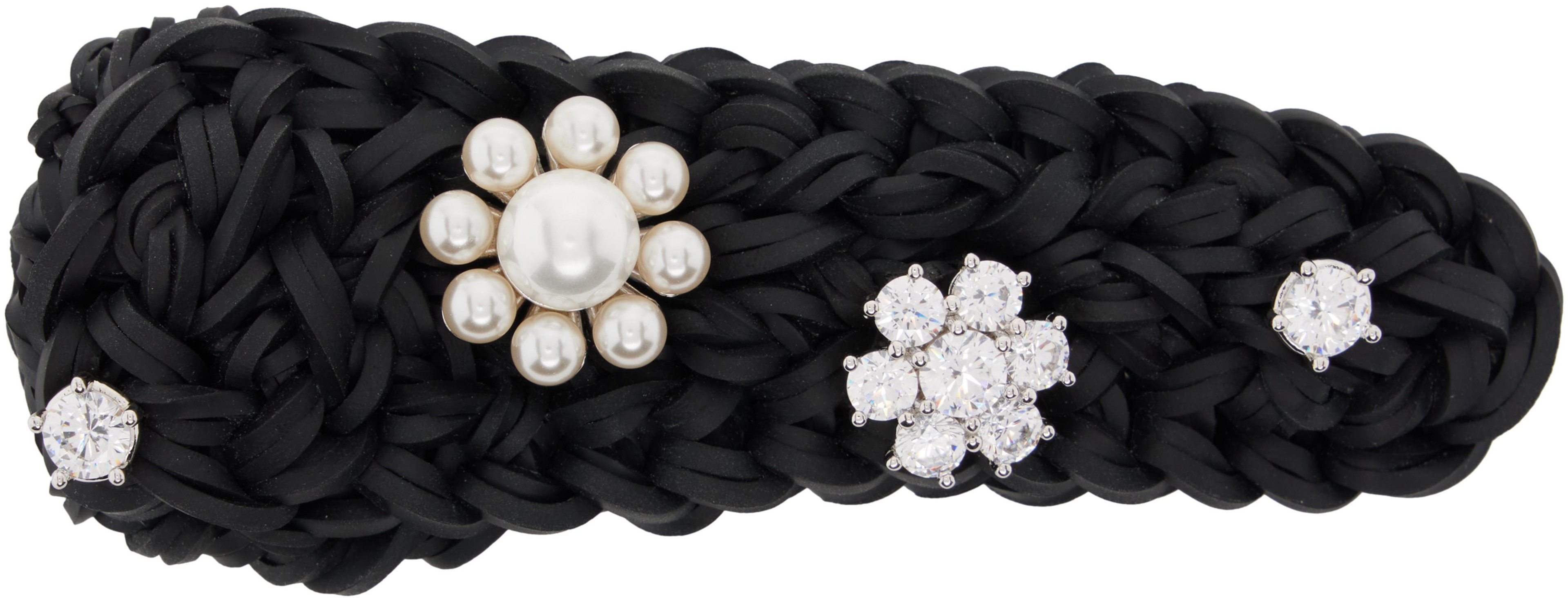 Black Rhinestone Flower Hair Clip by SHUSHU/TONG