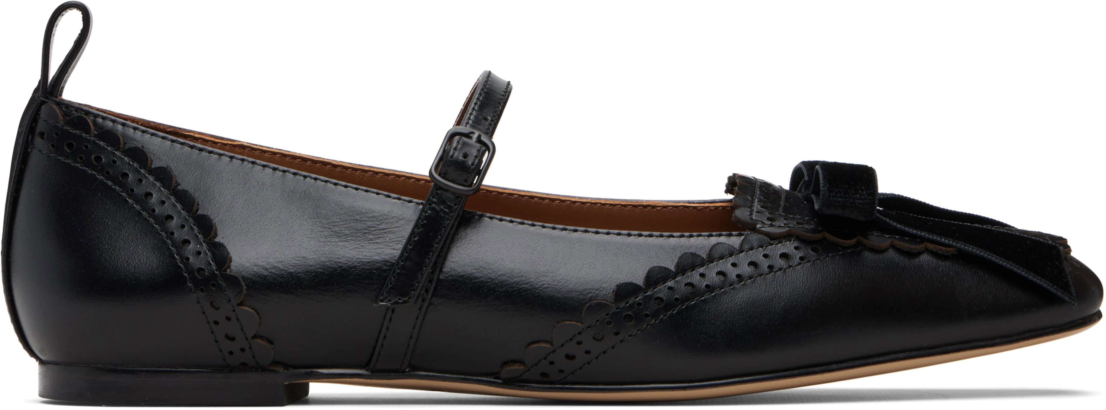 Black Square-Toe Mary Jane Flats by SHUSHU/TONG