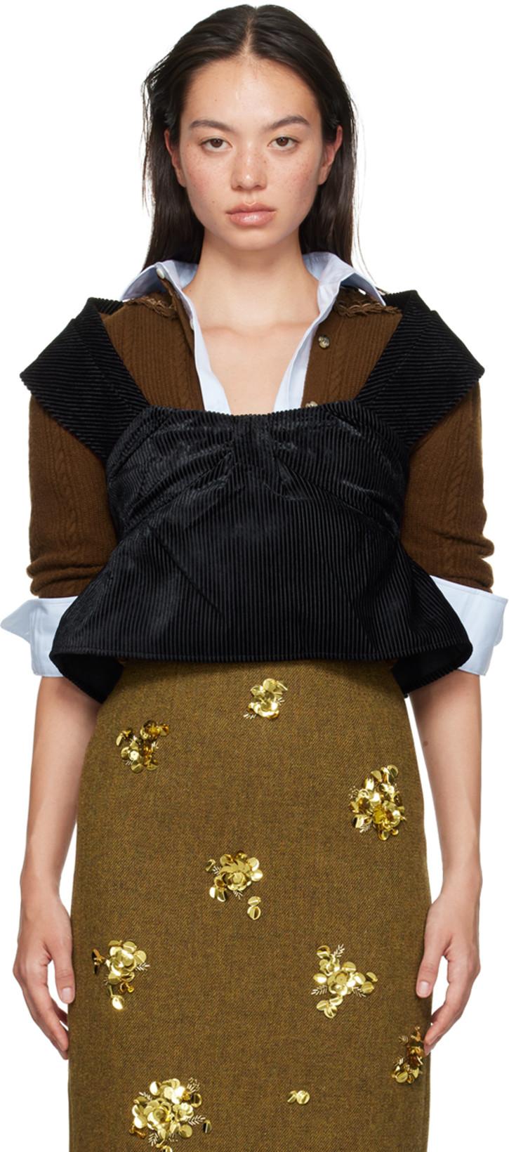 Black Three-Dimensional Pleated Top by SHUSHU/TONG