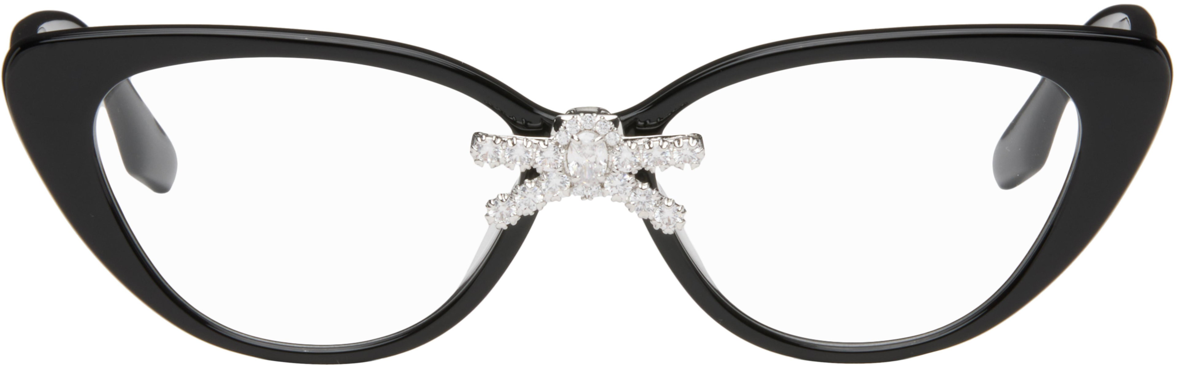 Black YVMIN Edition Front Jeweled-Bowknot Glasses by SHUSHU/TONG