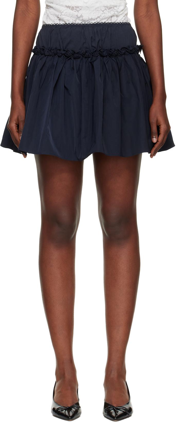 Blue Floral Waist Miniskirt Set by SHUSHU/TONG