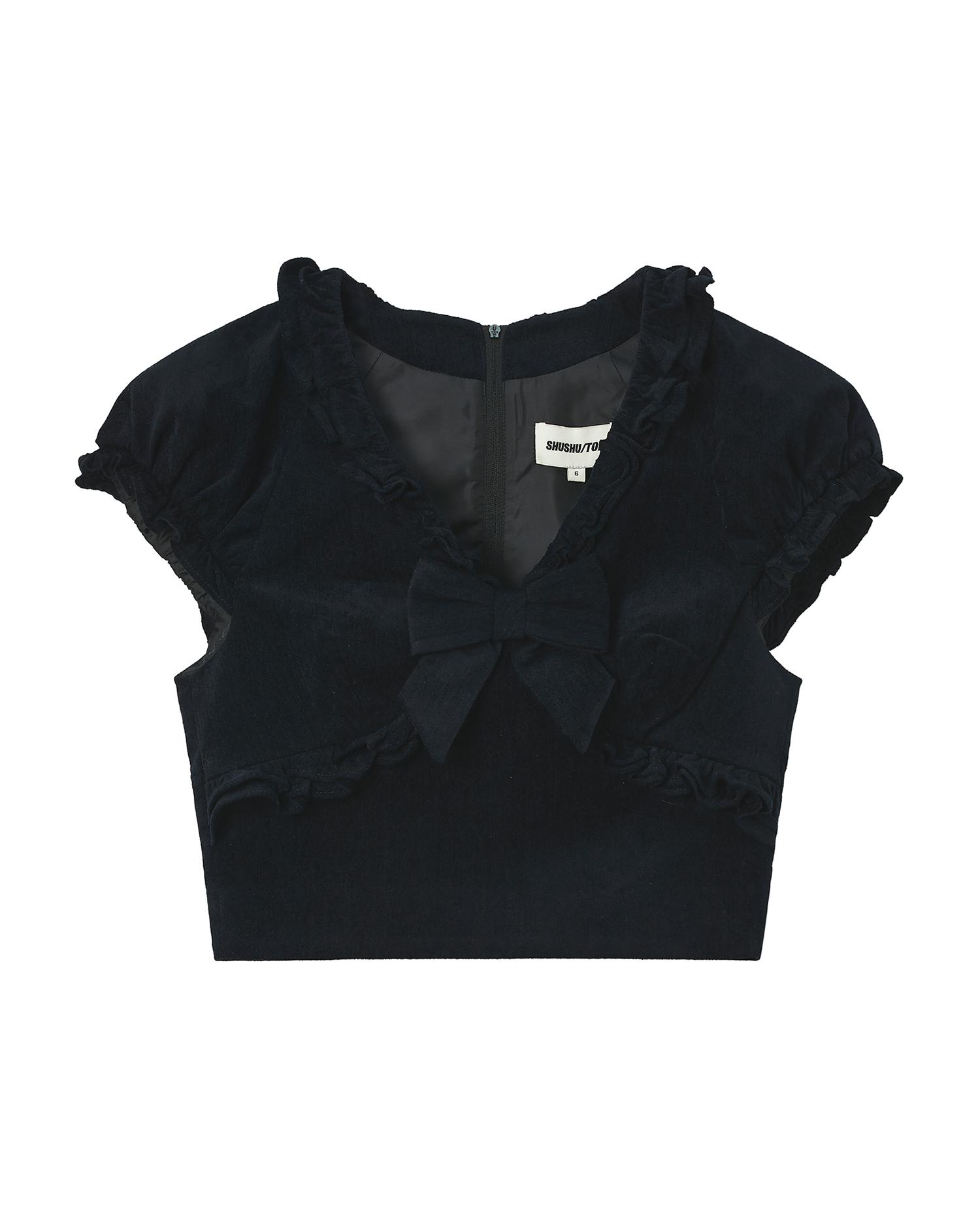 Bow V-neck crop top by SHUSHU/TONG