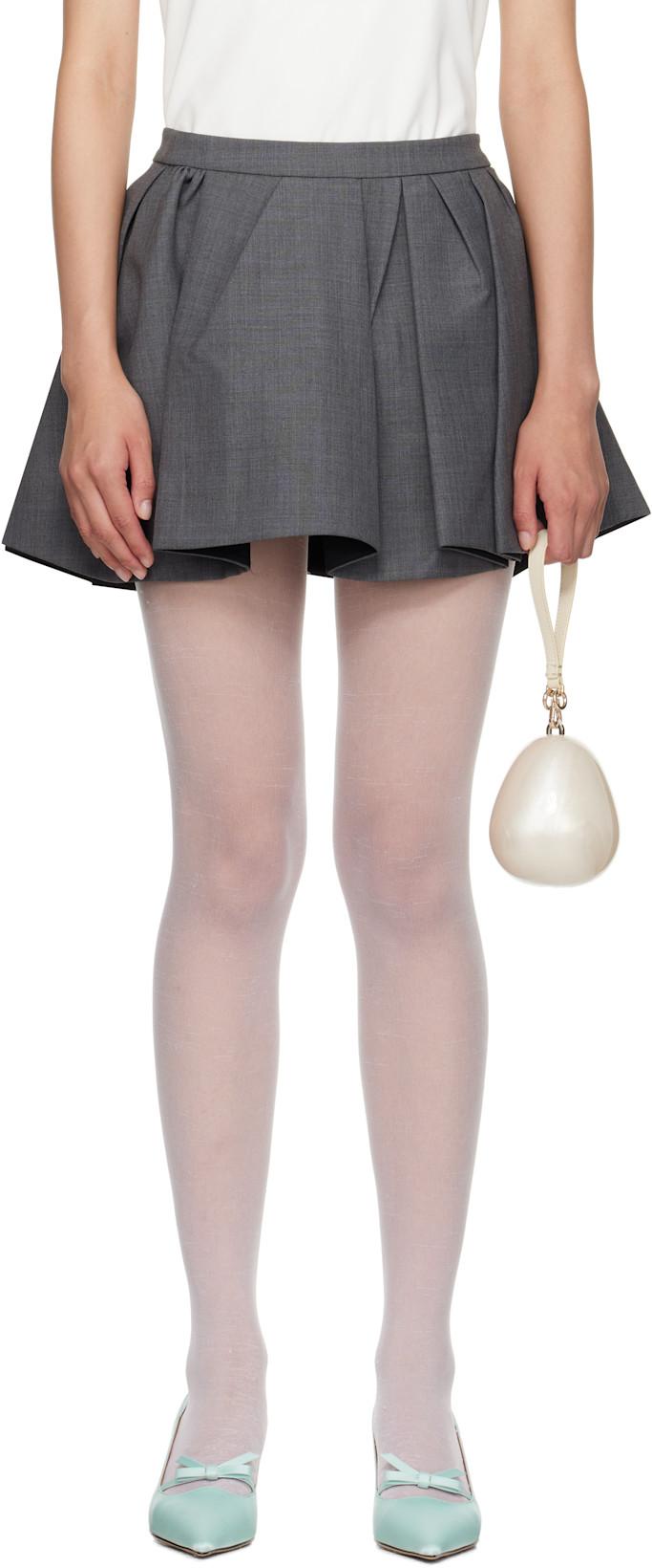 Gray Irregular Pleated Miniskirt by SHUSHU/TONG