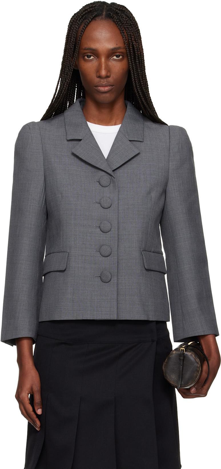 Gray Lapel Short Blazer by SHUSHU/TONG