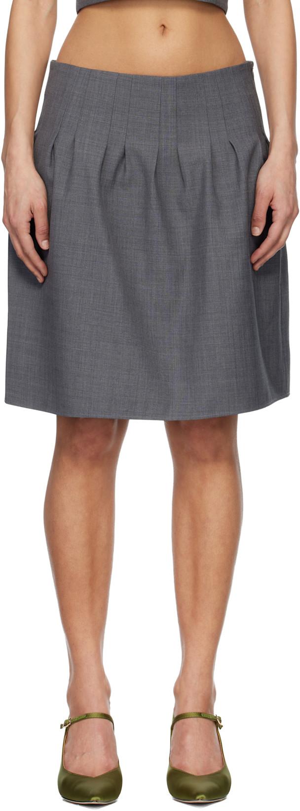 Gray Low-Waist Pleated Miniskirt by SHUSHU/TONG