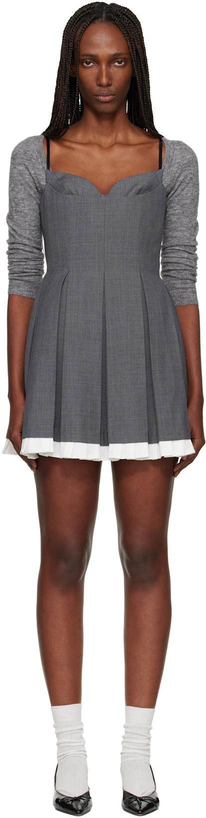 Gray Pleated Camisole Minidress by SHUSHU/TONG