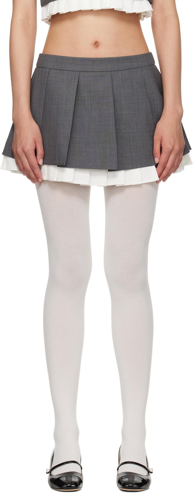 Gray Ruffled Pleat Miniskirt by SHUSHU/TONG