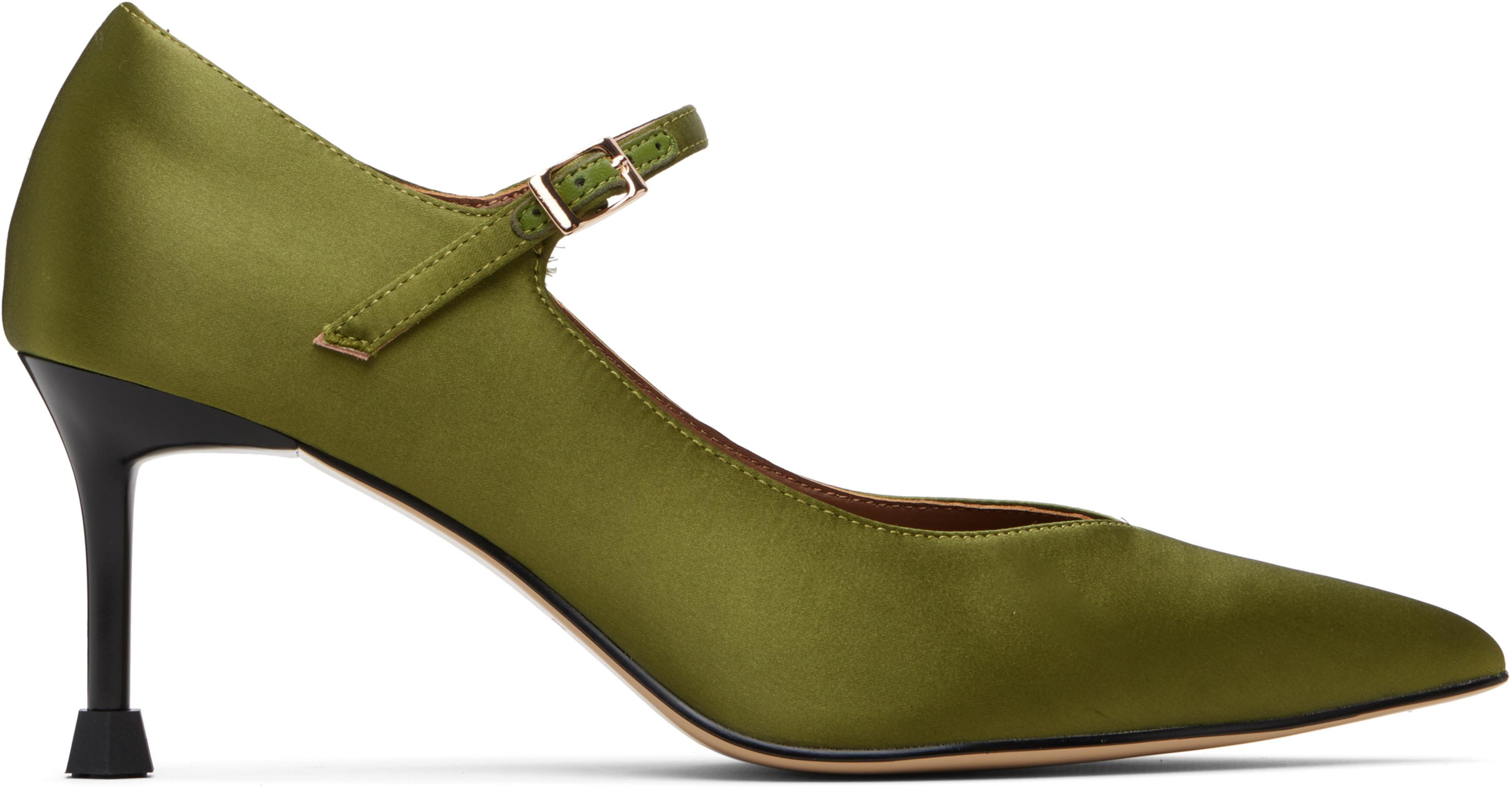 Green Pointed Toe Mary Jane Heels by SHUSHU/TONG