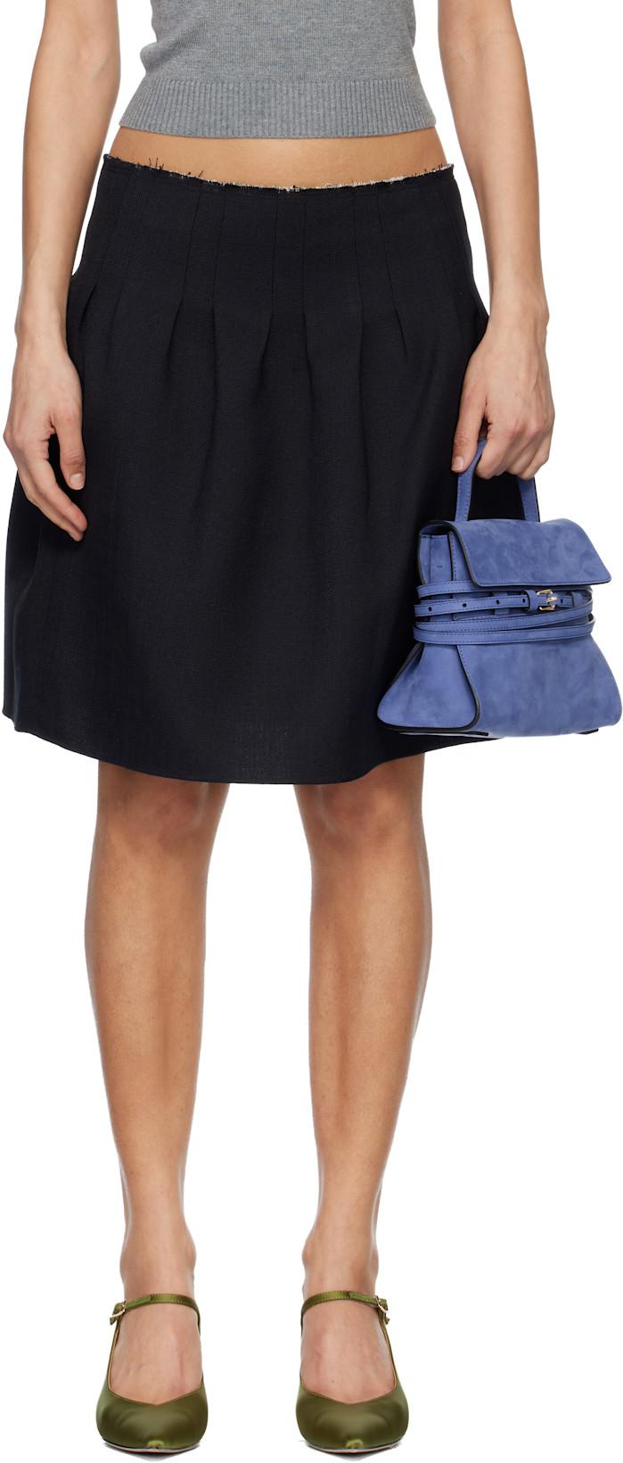 Navy Low-Waist Pleated Miniskirt by SHUSHU/TONG