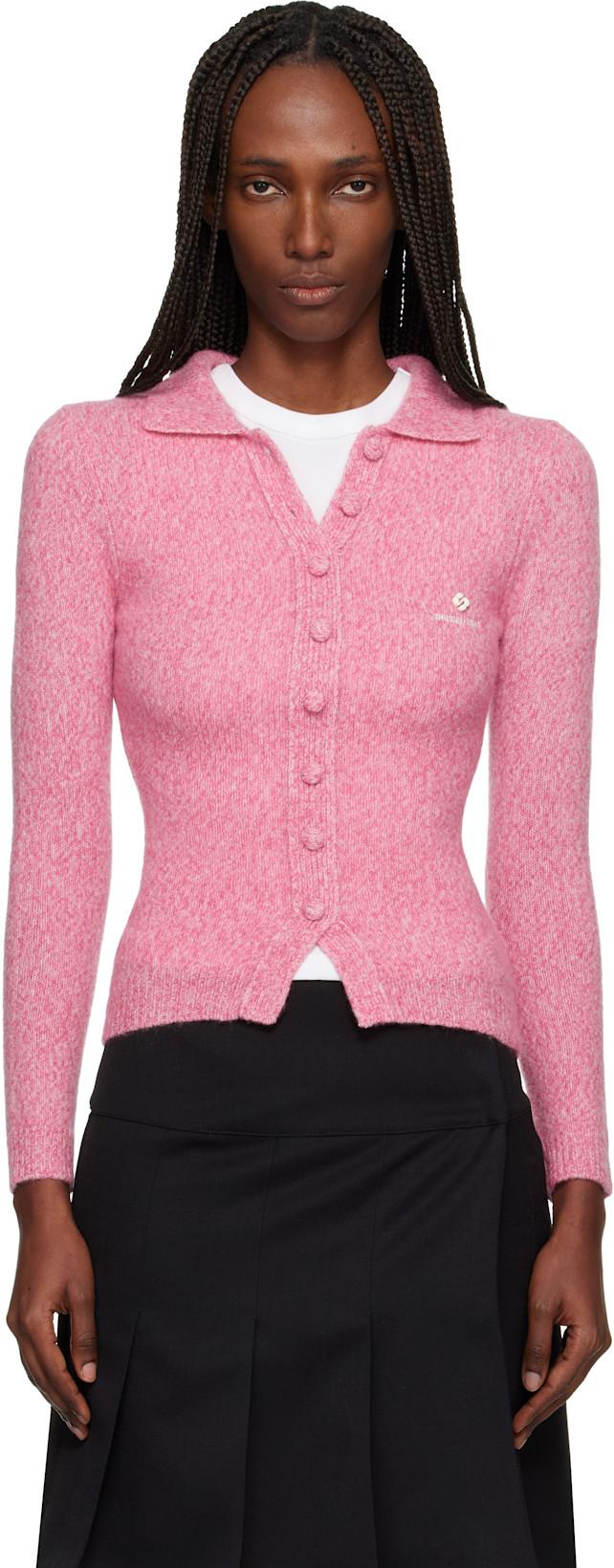 Pink Lapel Fitted Cardigan by SHUSHU/TONG