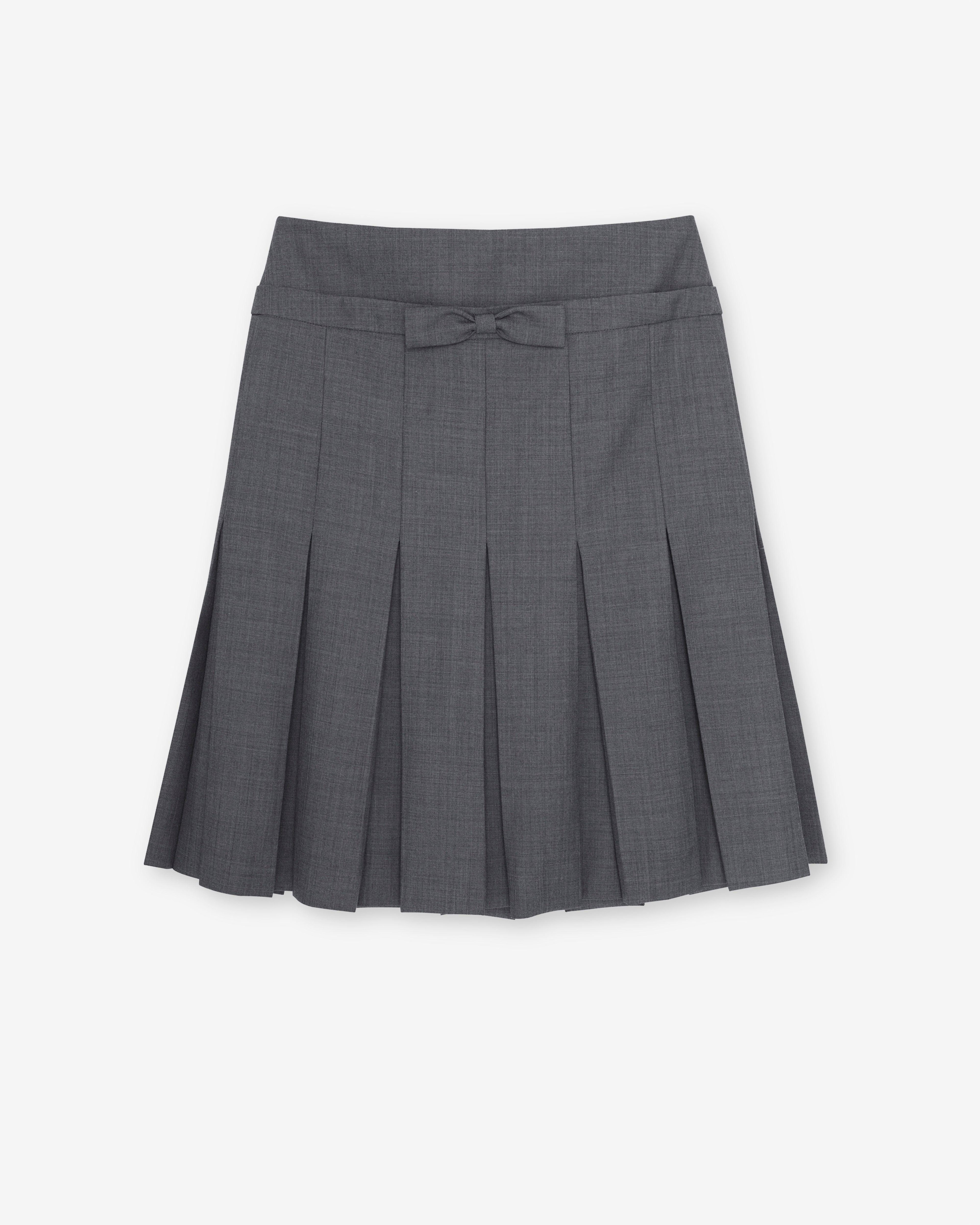 SHUSHU/TONG - Women's Bow Waist Pleated Skirt - (Grey Gr100) by SHUSHU/TONG