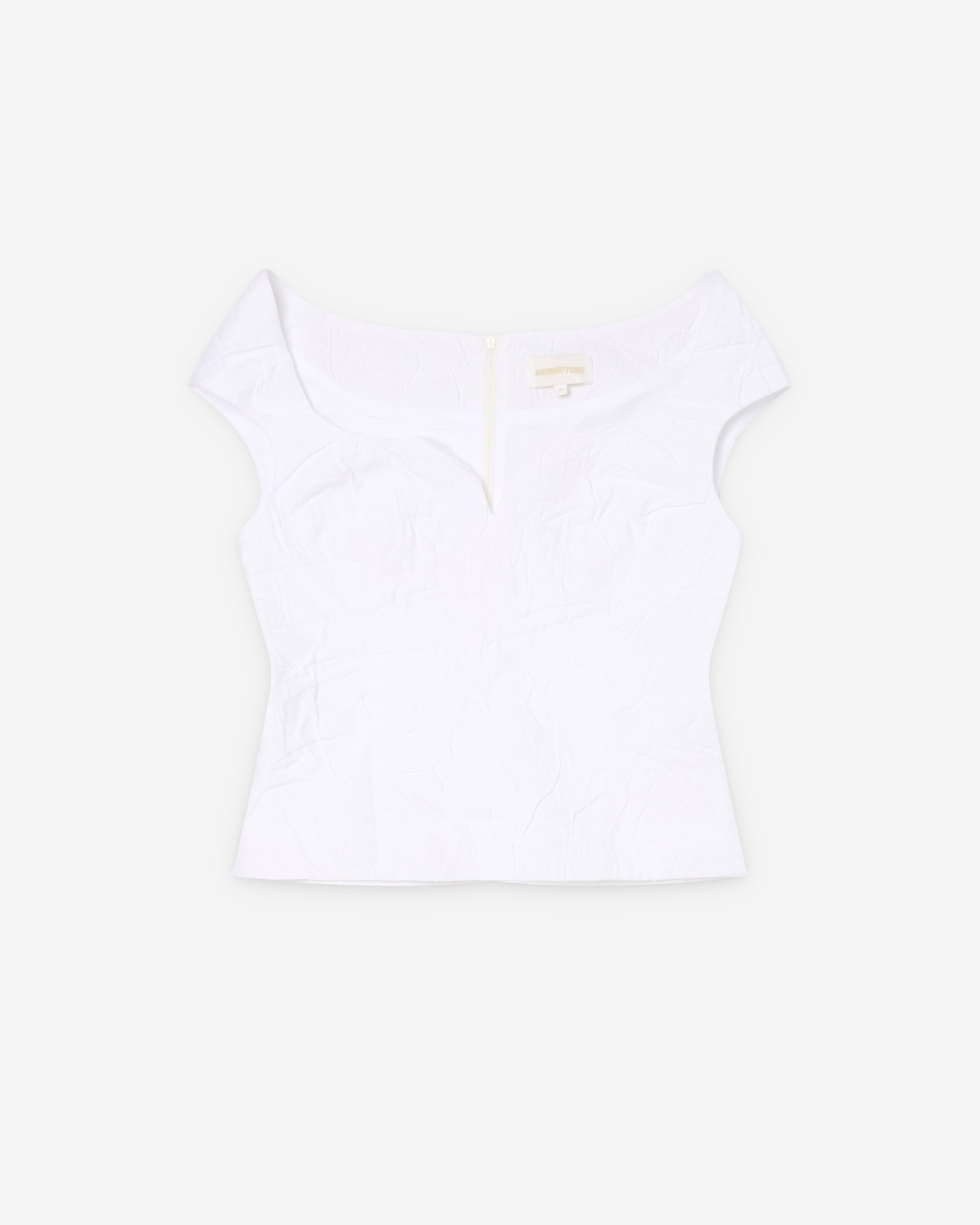 SHUSHU/TONG - Women's Cut-Out U-Neck Crop Top - (White) by SHUSHU/TONG