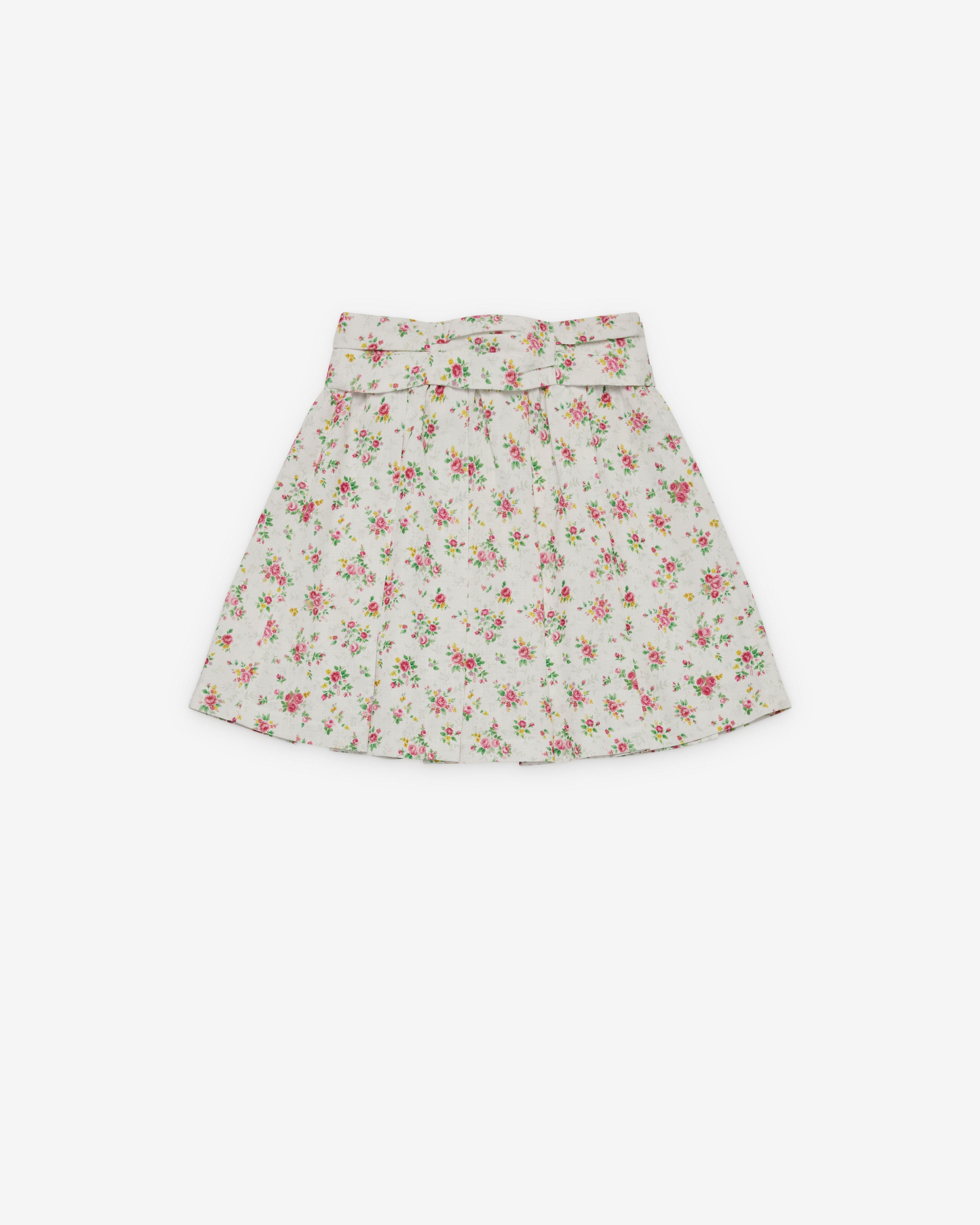SHUSHU/TONG - Women's Draped Waist Wide-Pleat Skirt - (Rose Print) by SHUSHU/TONG