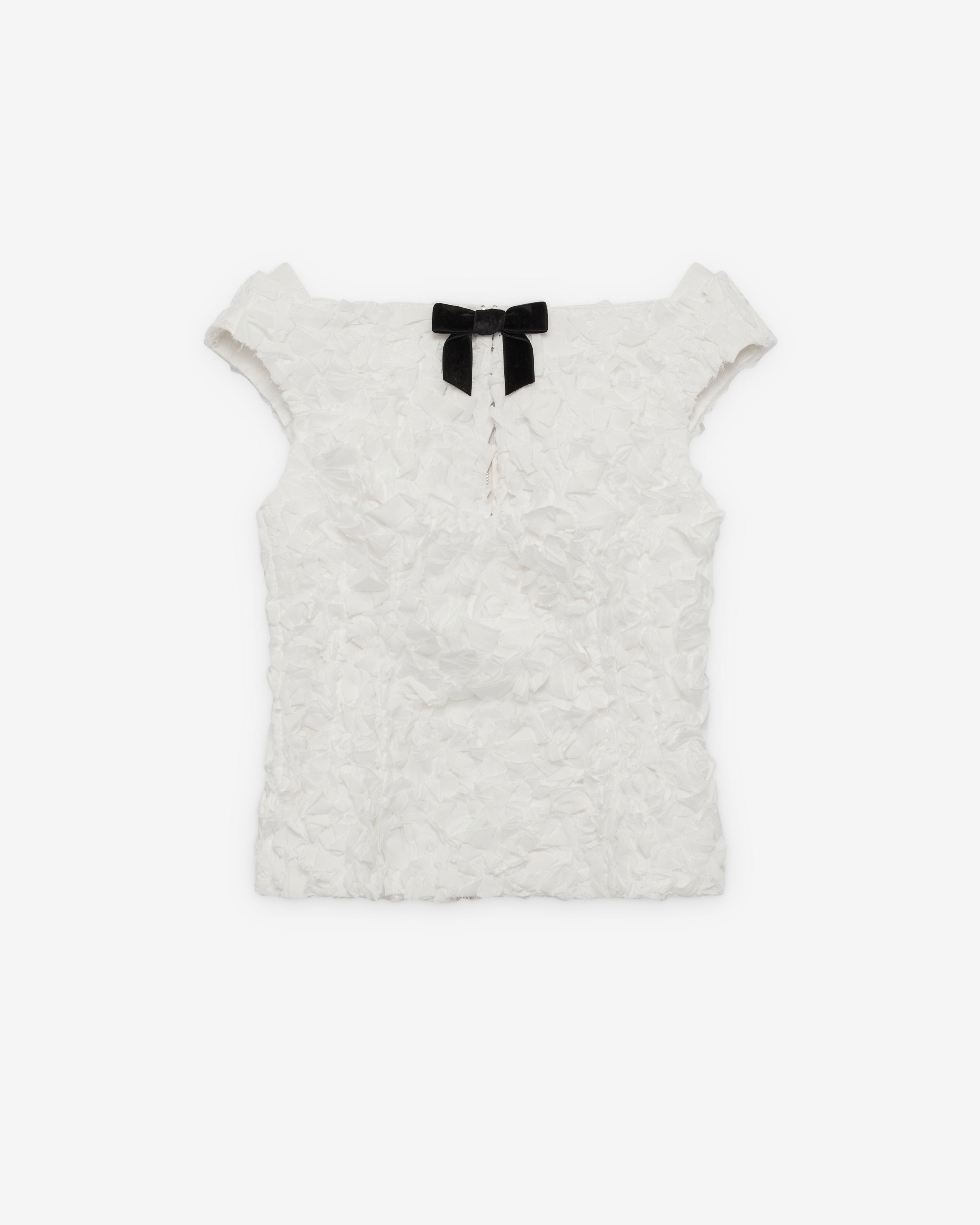 SHUSHU/TONG - Women's Keyhole Cold-Shoulder Crop Top - (White) by SHUSHU/TONG