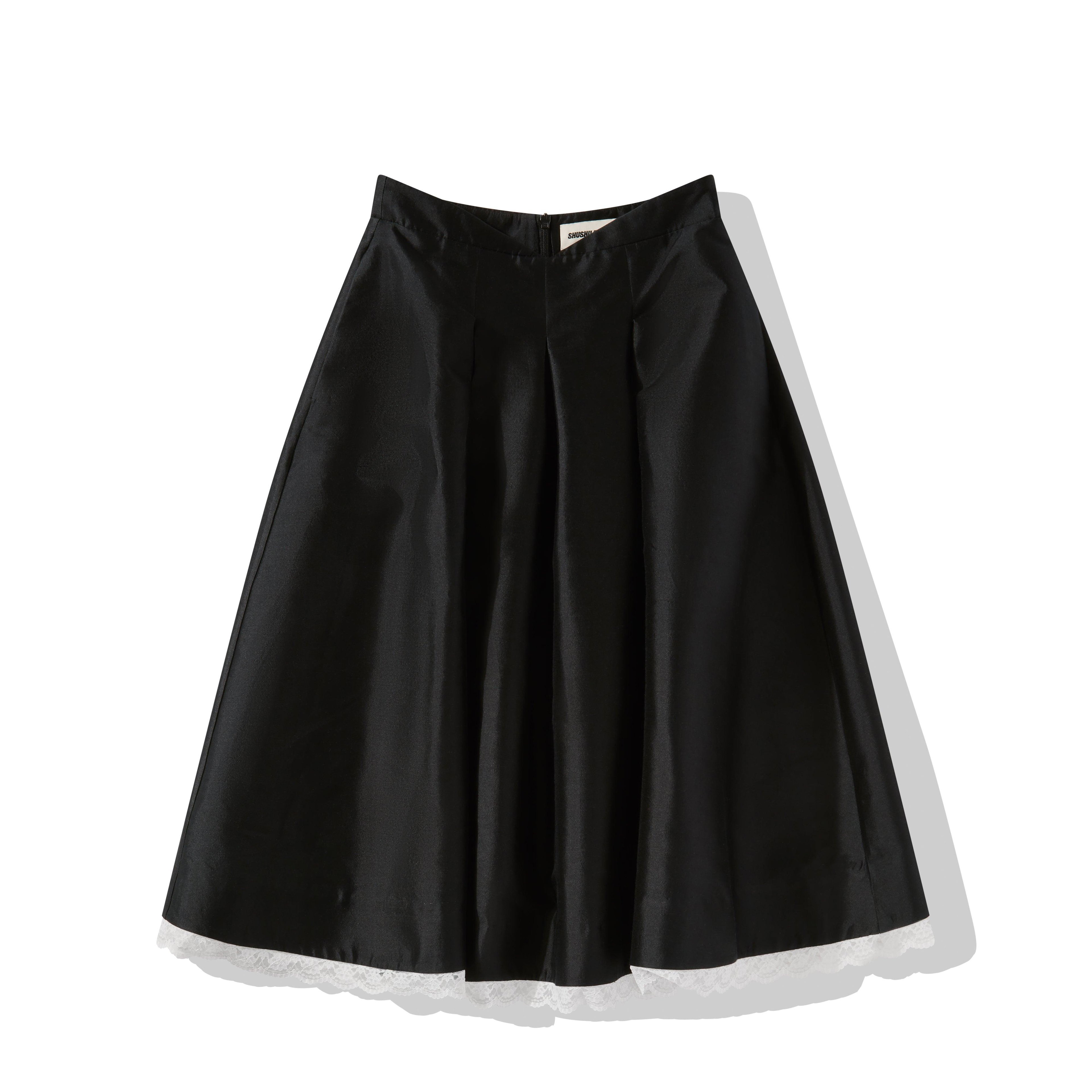 SHUSHU/TONG - Women’s Low Waist A-Shape Skirt - (Black) by SHUSHU/TONG