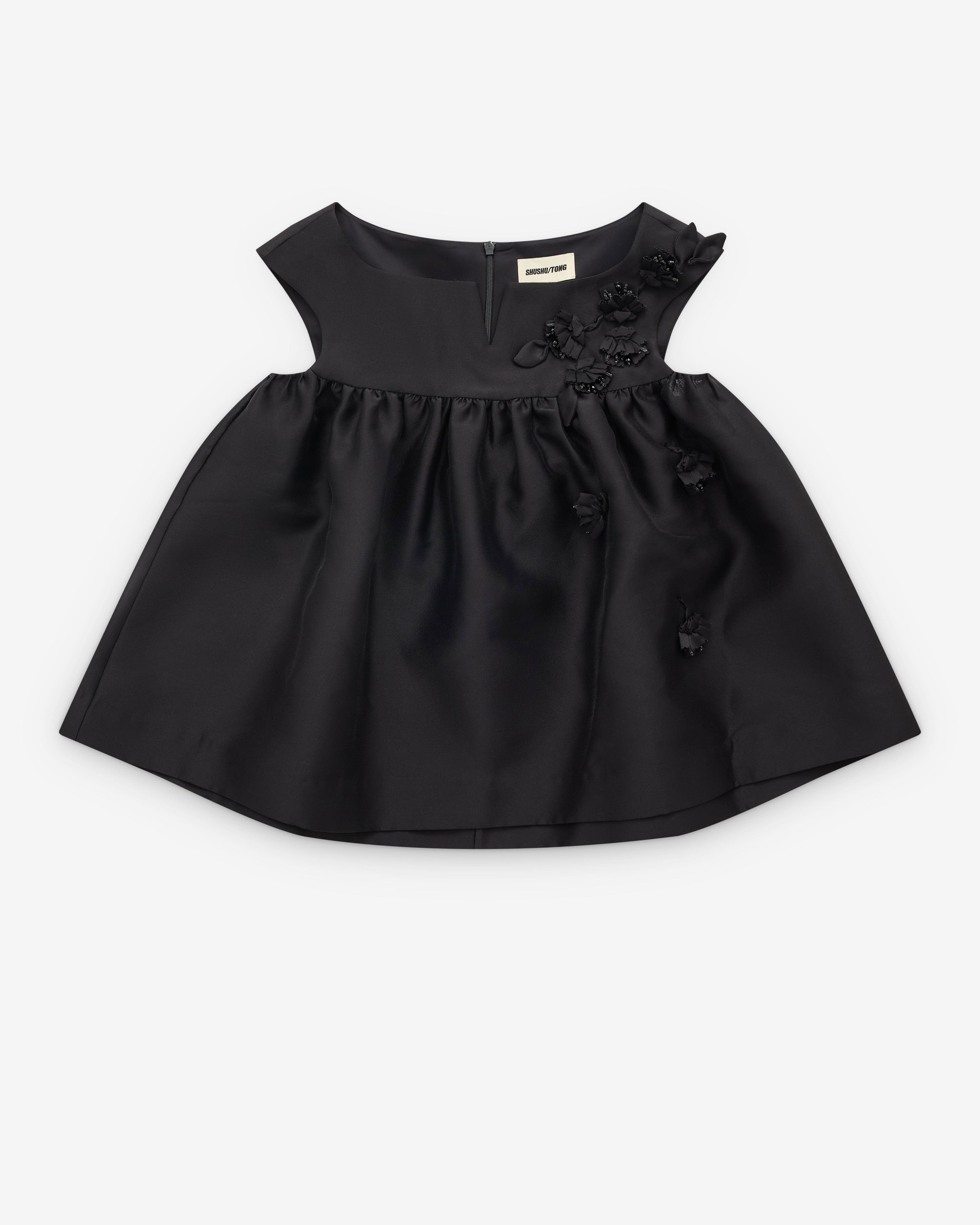 SHUSHU/TONG - Women’s Notched Fluffy Sleeveless Top - (Black) by SHUSHU/TONG