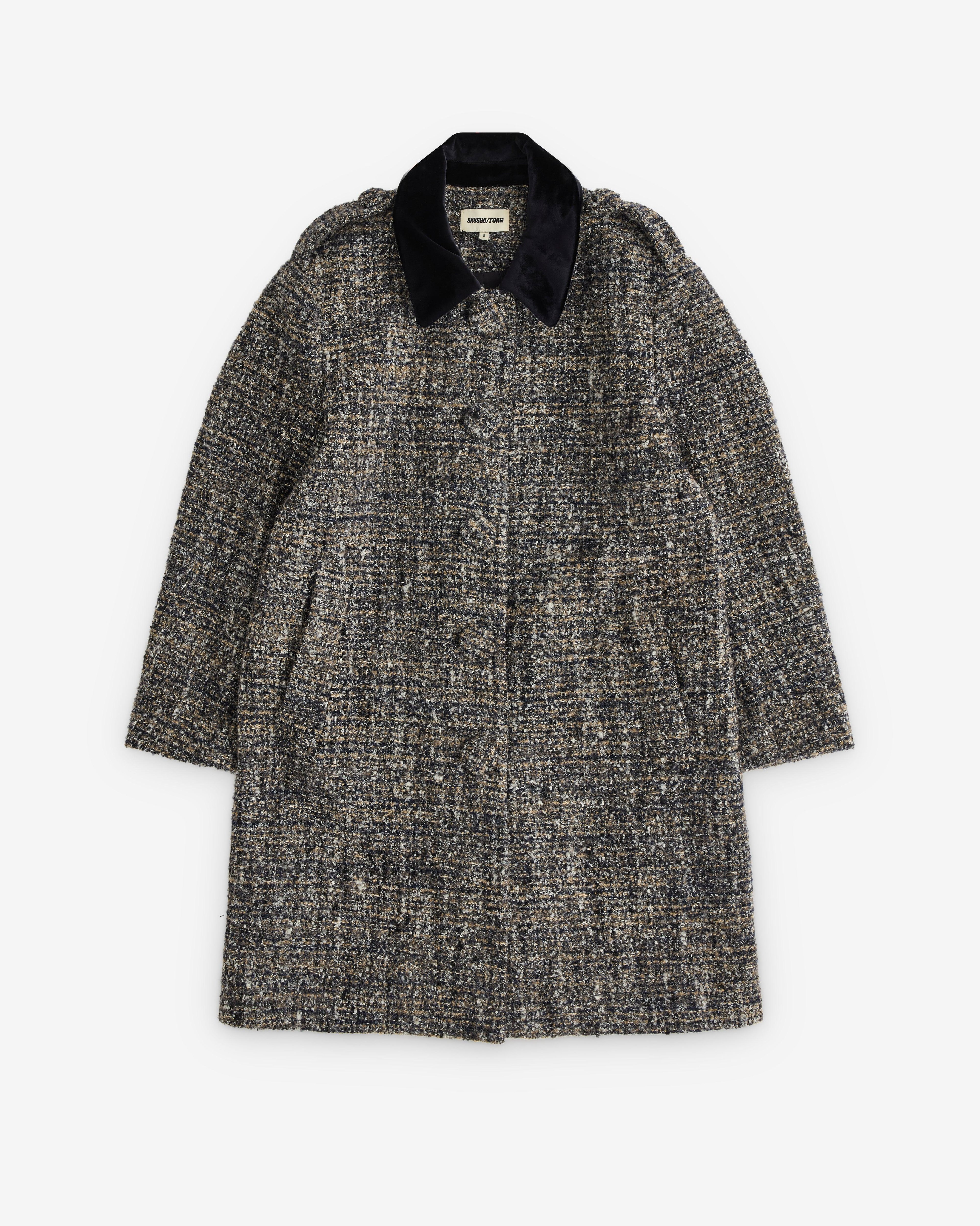 SHUSHU/TONG - Women’s Patchwork Collar Trench Coat - (Grey) by SHUSHU/TONG