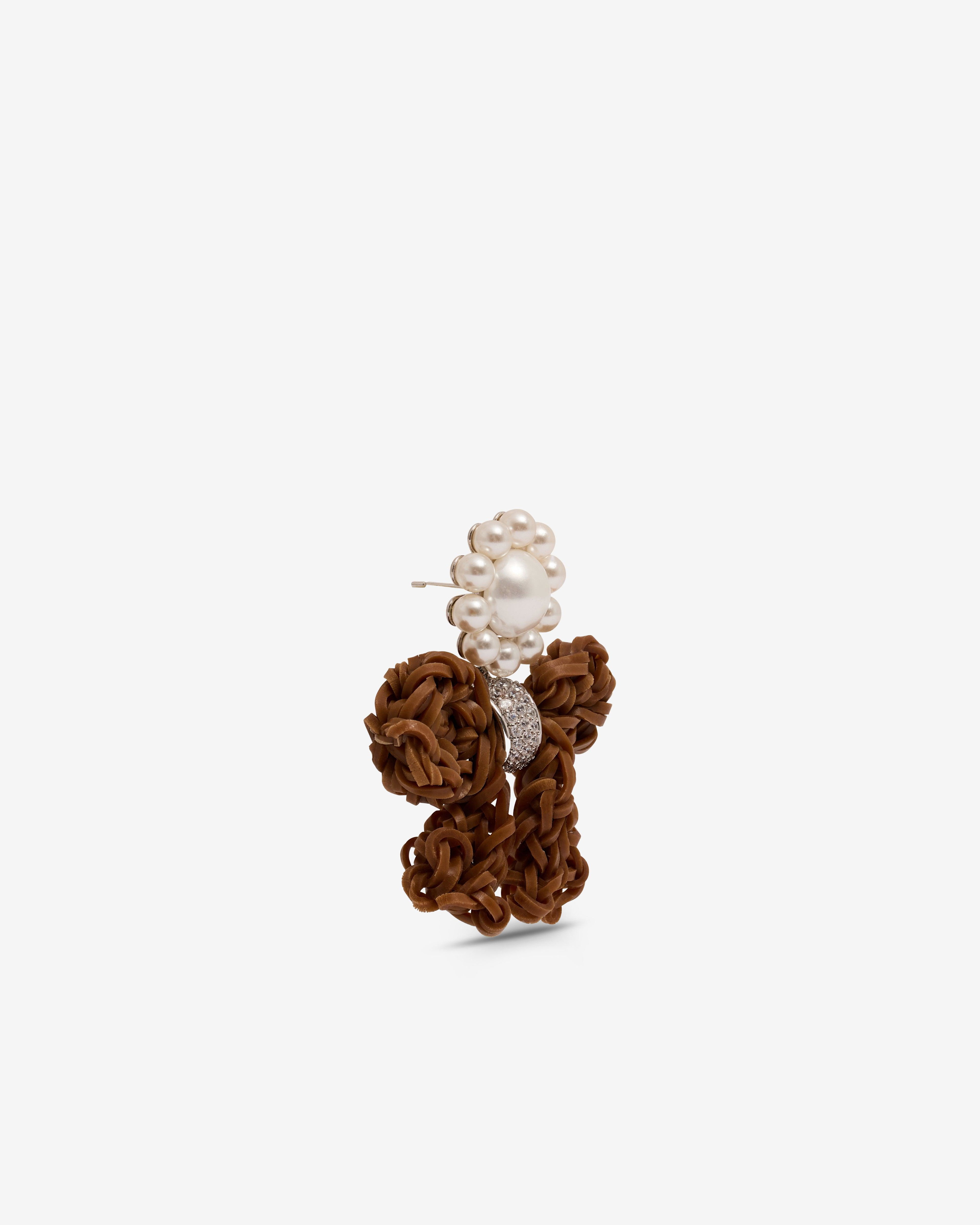 SHUSHU/TONG - Women’s Rubber Band Bow Pearl Earrings - (Brown) by SHUSHU/TONG