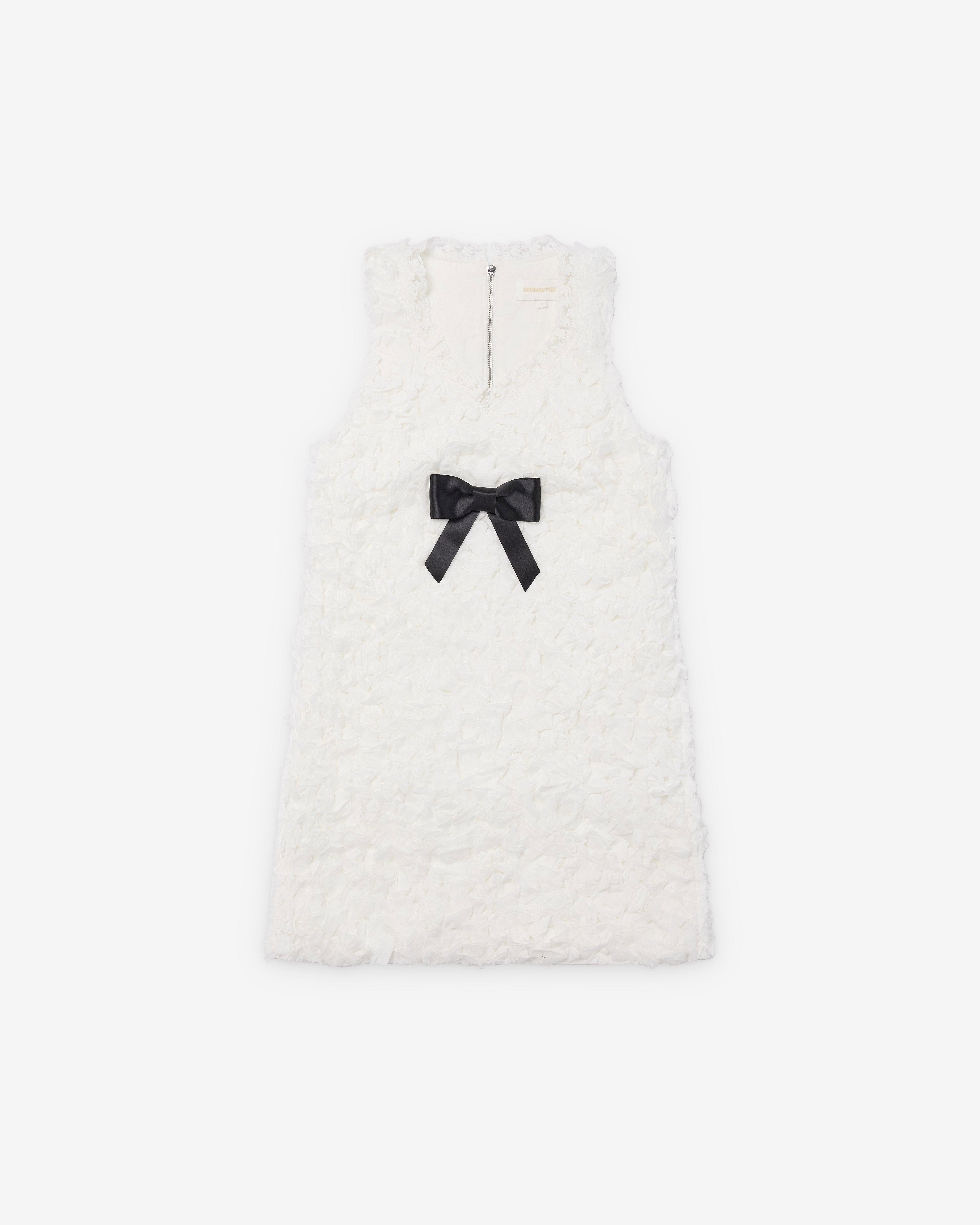 SHUSHU/TONG - Women's Ruffle Detail Heart Neckline Dress - (White) by SHUSHU/TONG