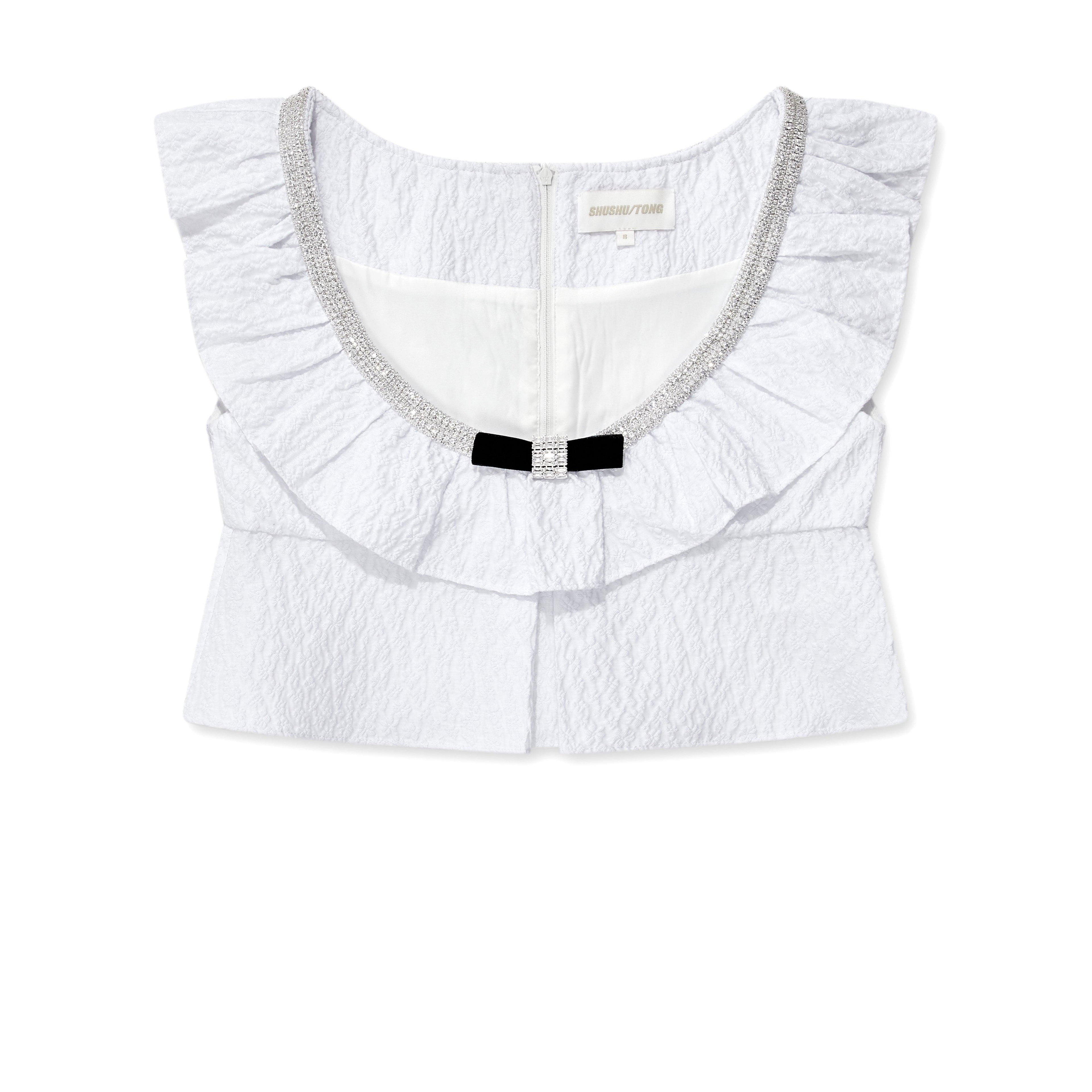 SHUSHU/TONG - Women's Ruffled Sleeveless Top - (White) by SHUSHU/TONG
