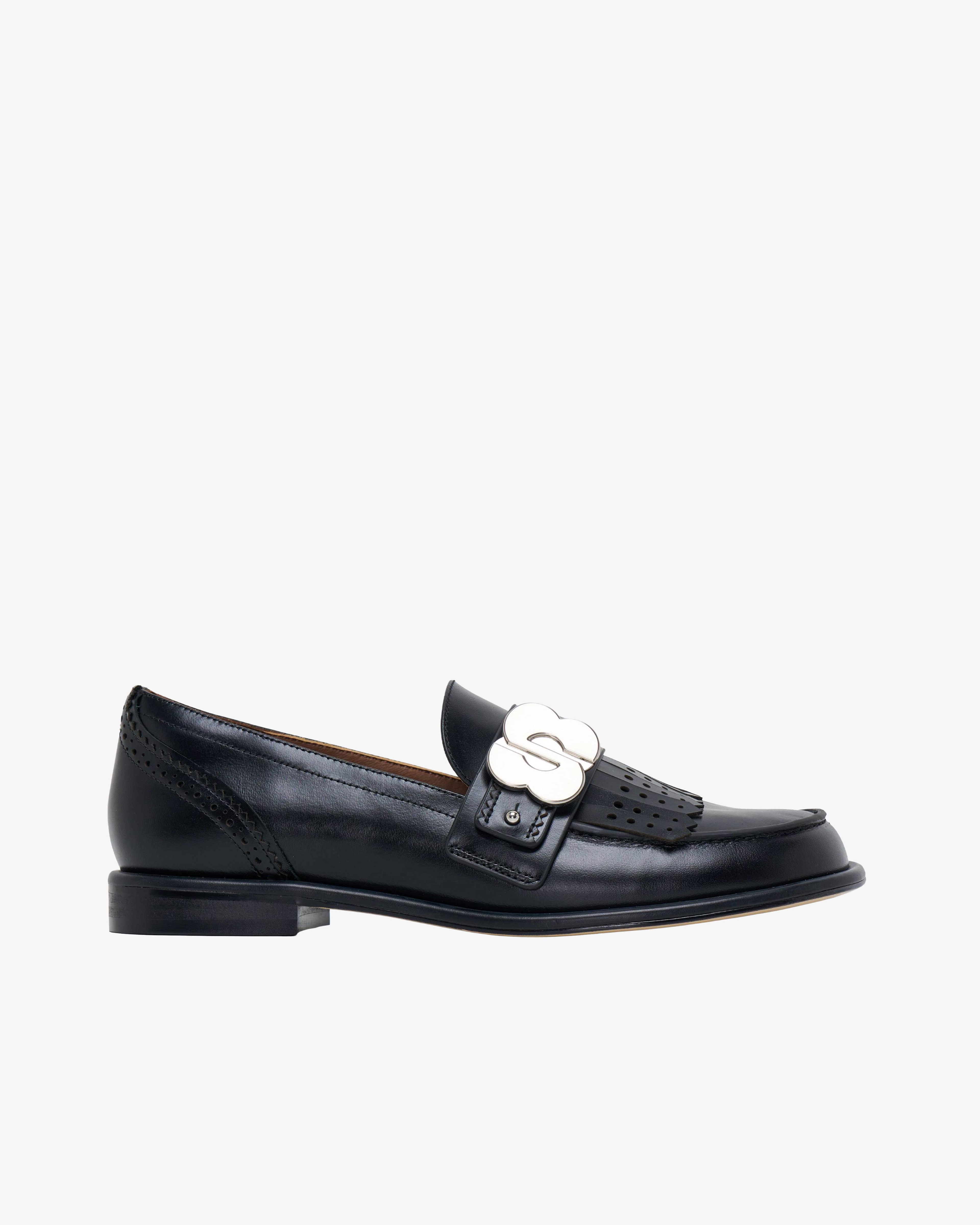 SHUSHU/TONG - Women's Slanted Square-Toe Loafers - (Black Ba100) by SHUSHU/TONG