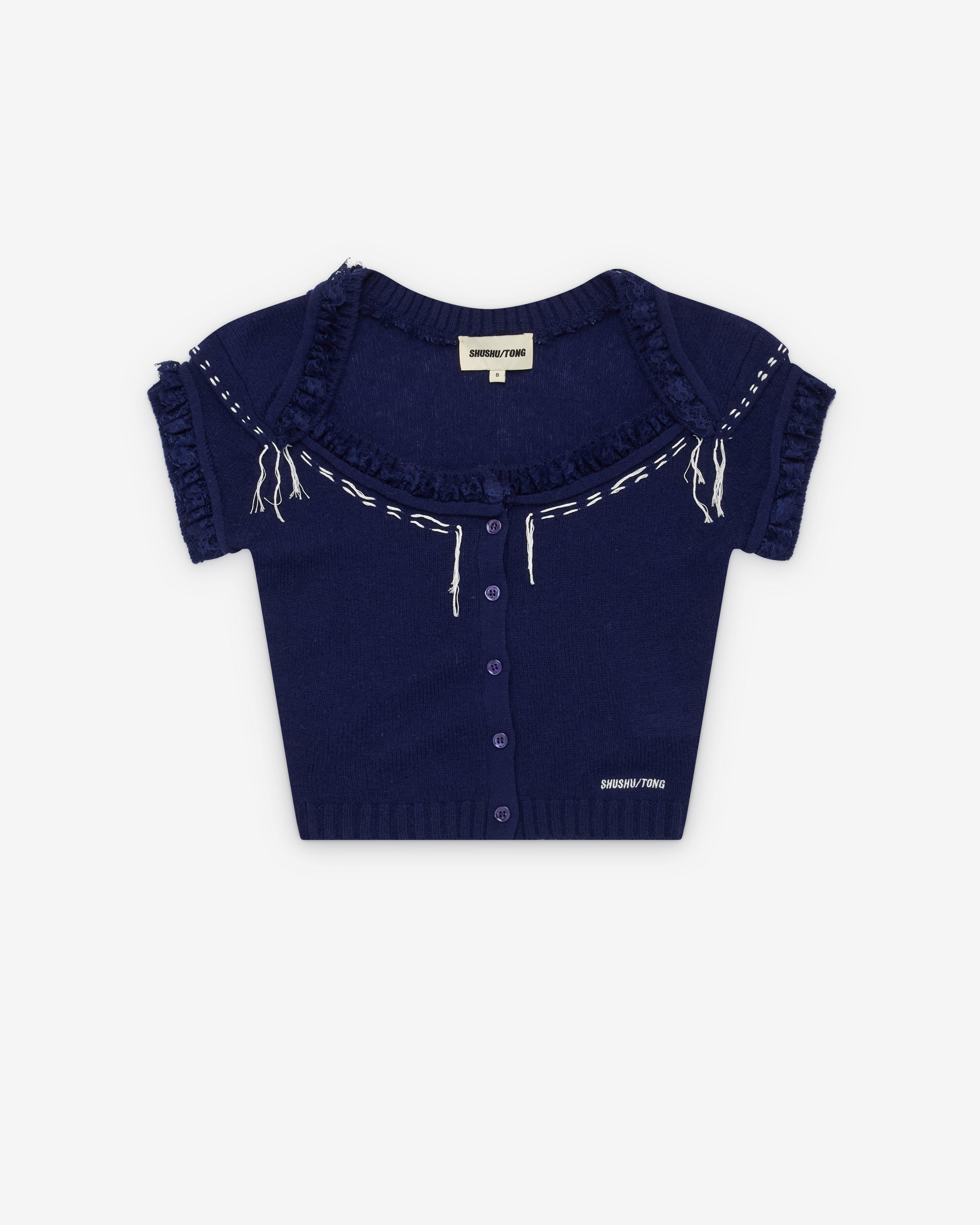 SHUSHU/TONG - Women's Threadwork Detail Top - (Navy Blue) by SHUSHU/TONG
