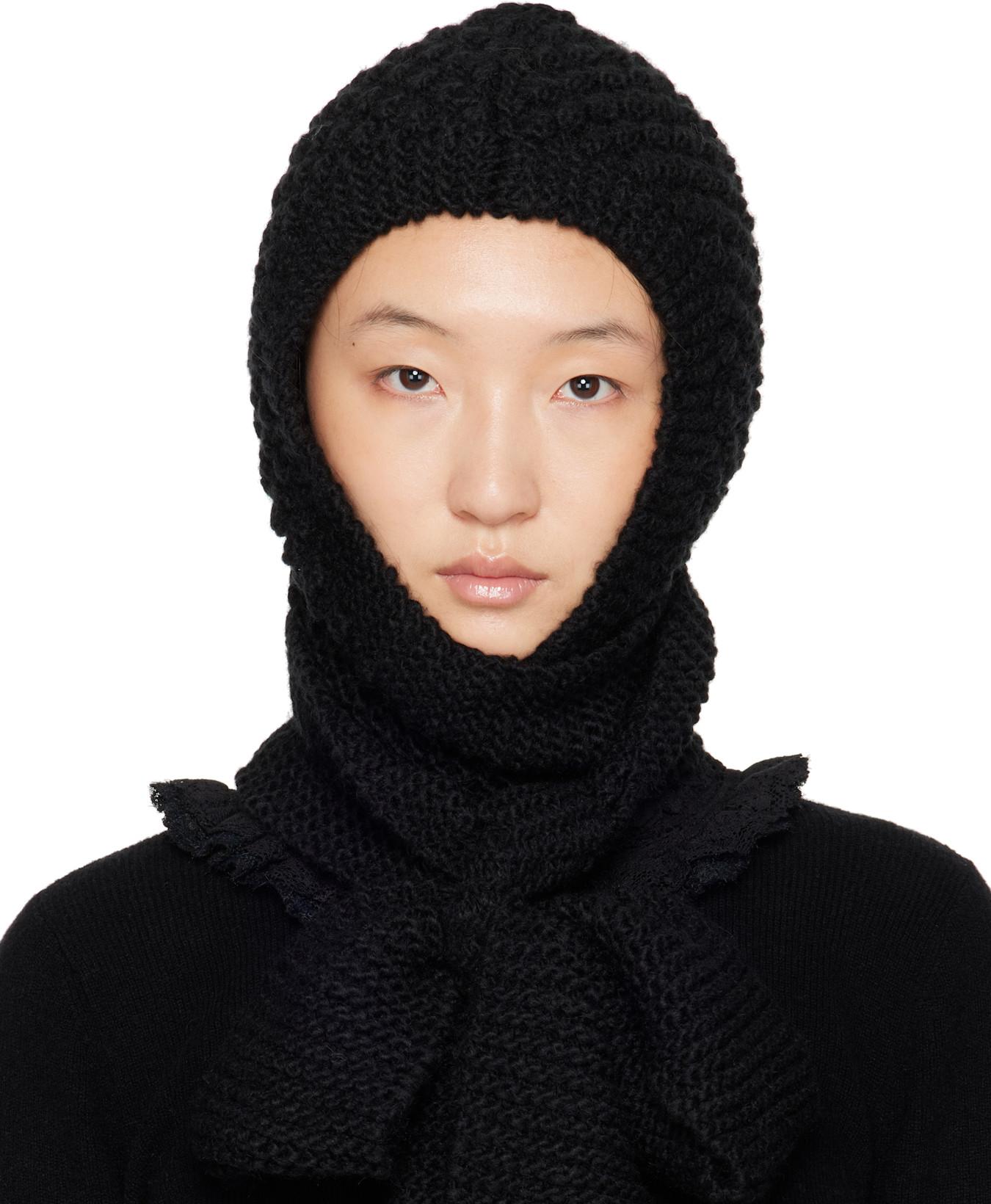 SSENSE Exclusive Black Bowknot Knit Hood by SHUSHU/TONG
