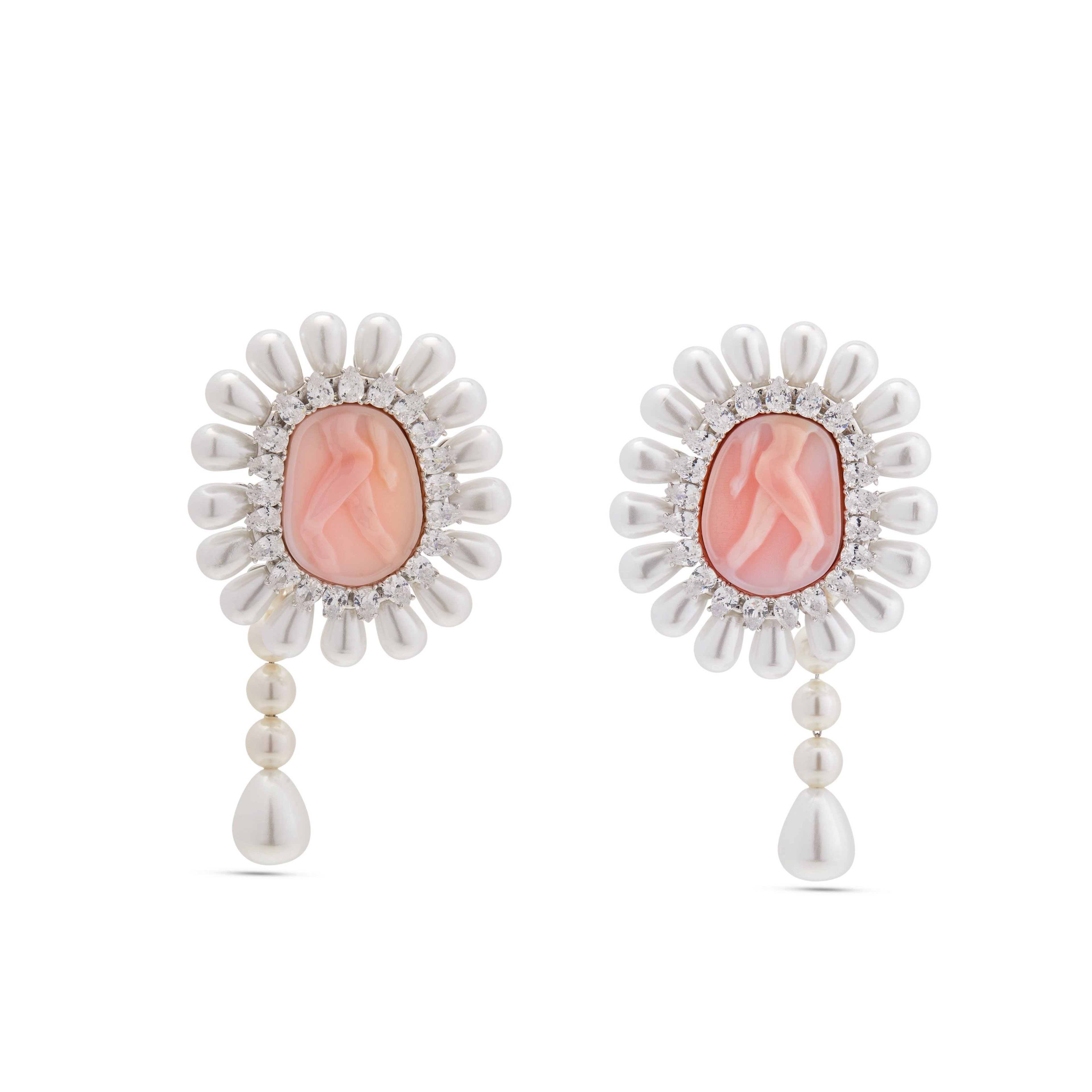 ShuShu/Tong - Women's Maiden Pearl Tassel Earrings - (Pink) by SHUSHU/TONG