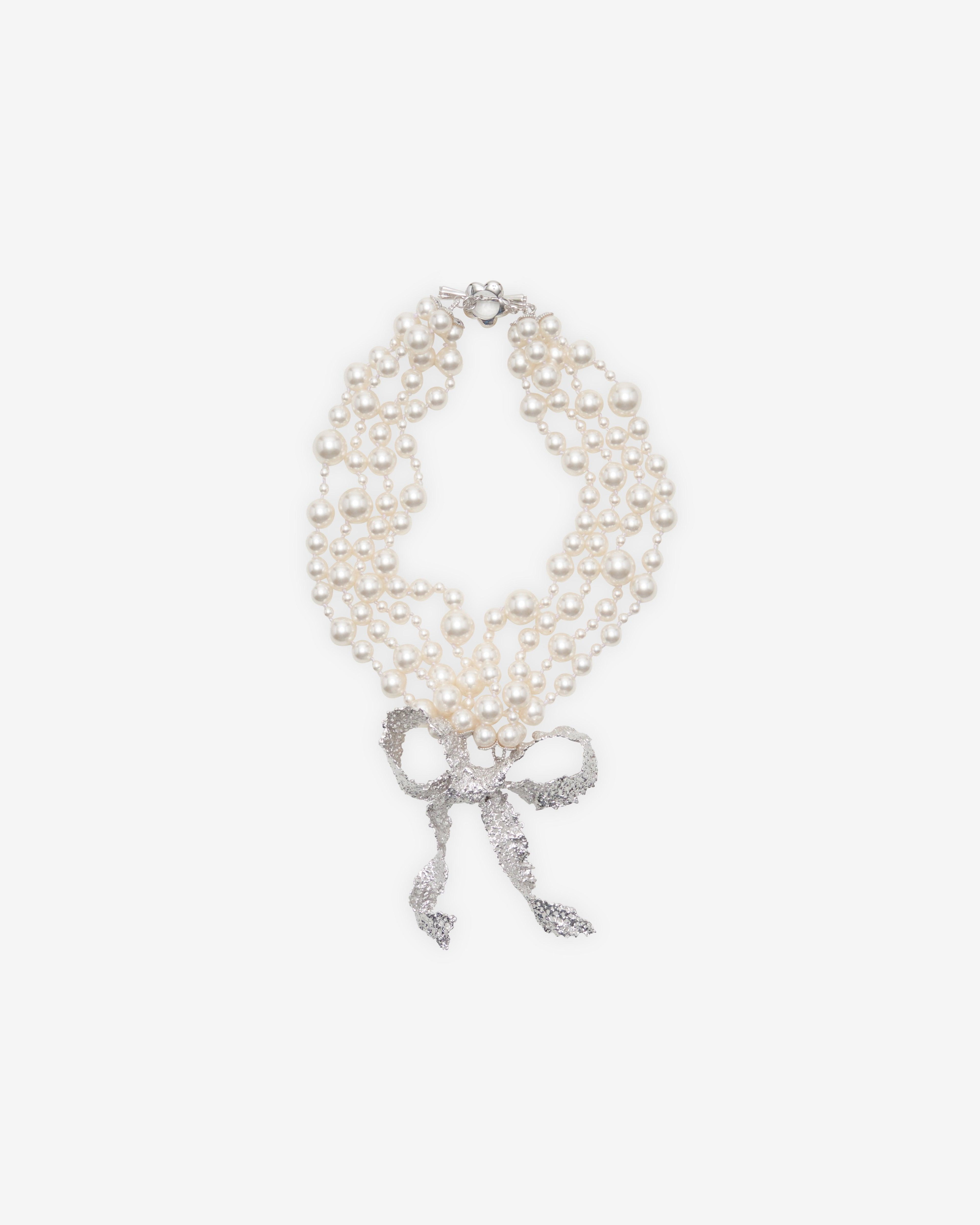 ShuShu/Tong - Women's YVMIN Lace Bowknot Pearl Necklace - (Silver) by SHUSHU/TONG