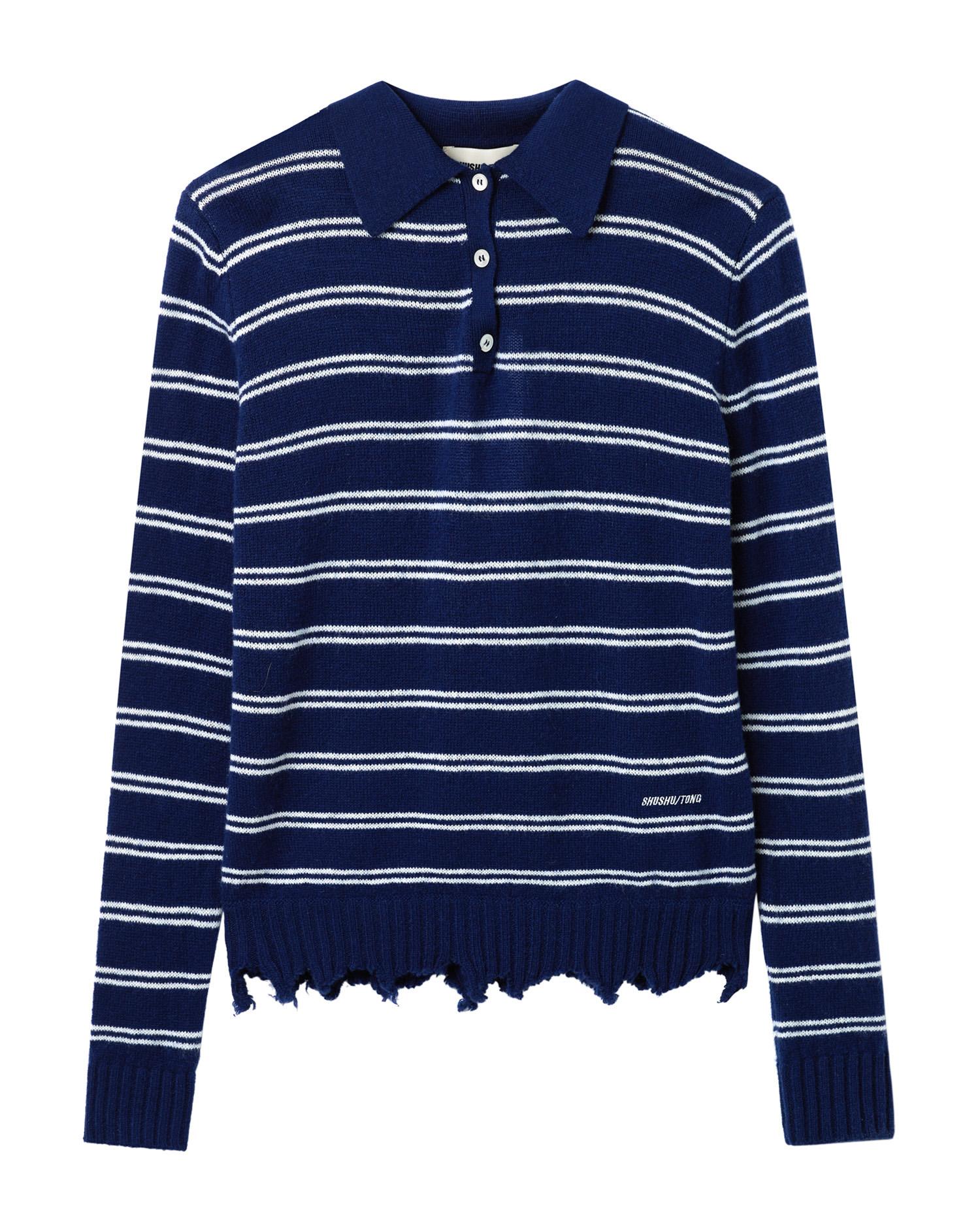 Striped polo sweater by SHUSHU/TONG
