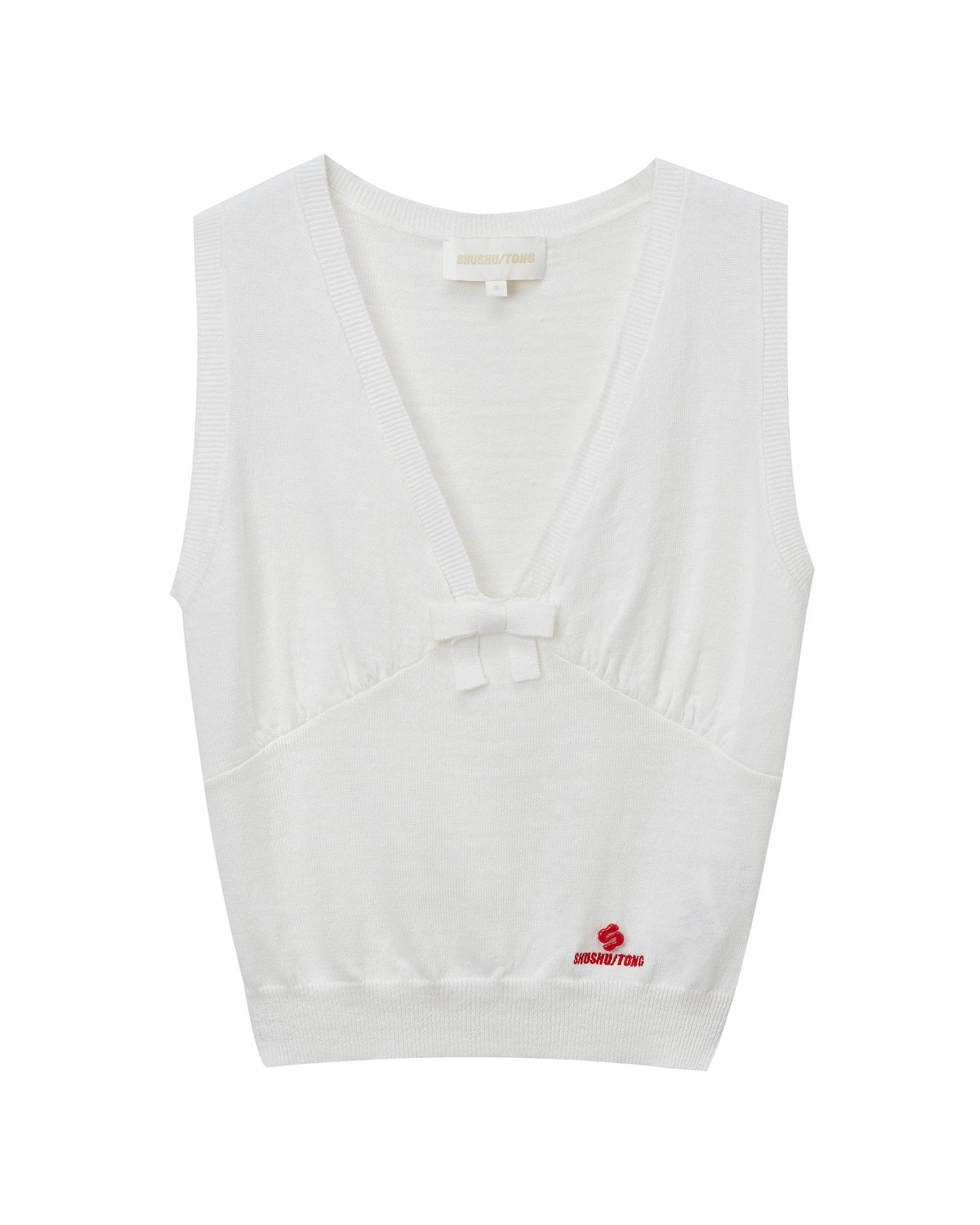 V-neck bow vest by SHUSHU/TONG