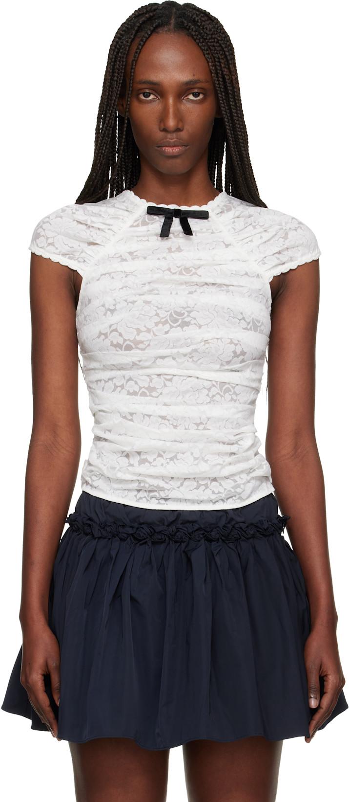 White Lace Gathered Top by SHUSHU/TONG
