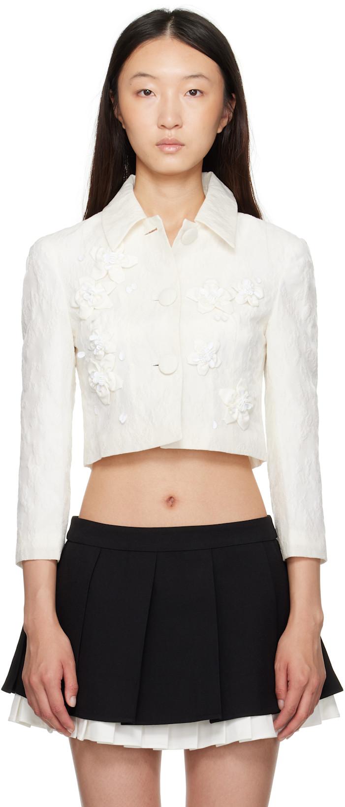 White Pointed Collar Short Jacket by SHUSHU/TONG