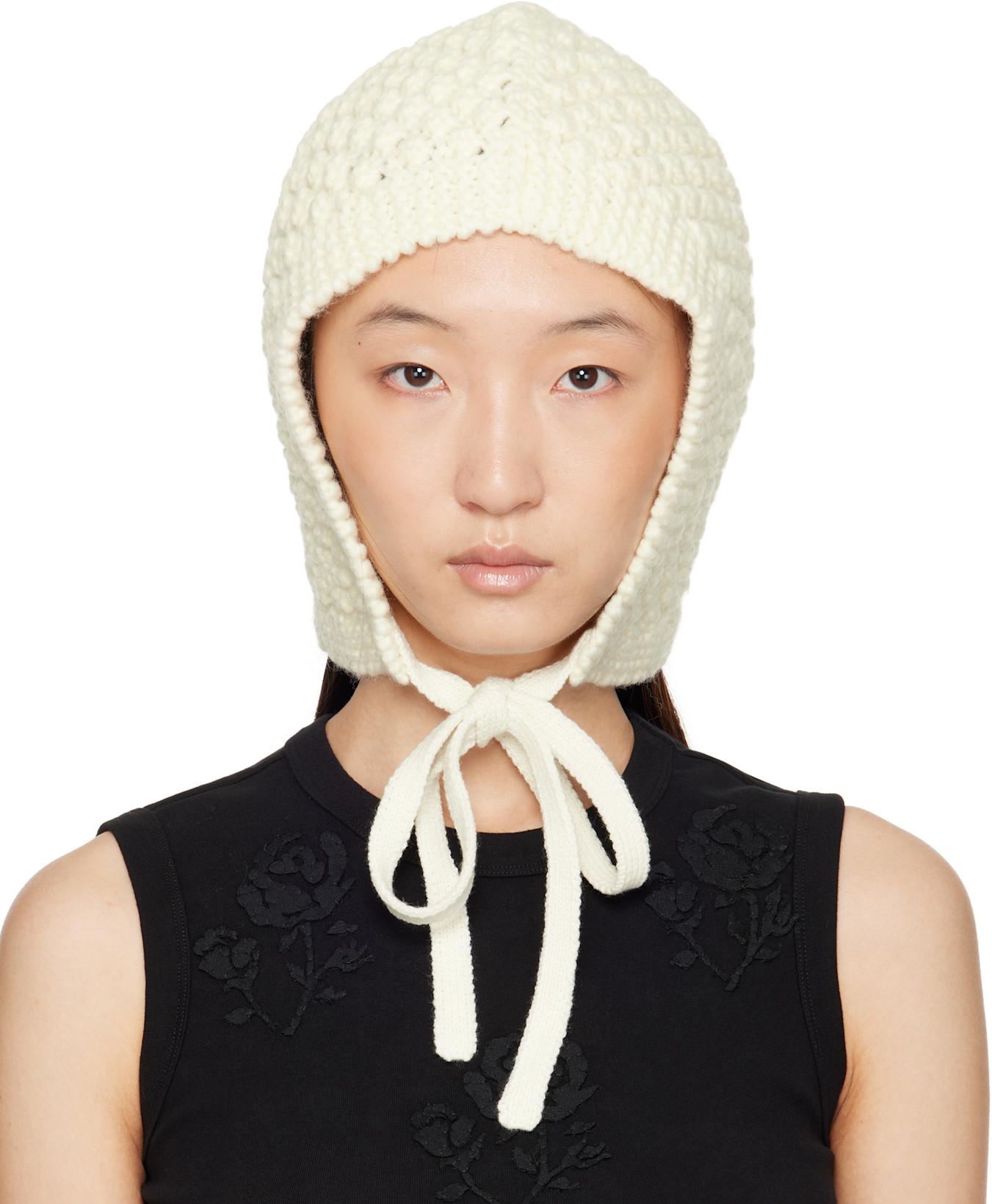 White Tied Knit Hood by SHUSHU/TONG