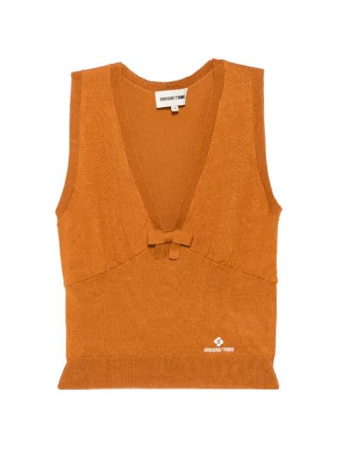 bow-detail knitted tank top by SHUSHU/TONG